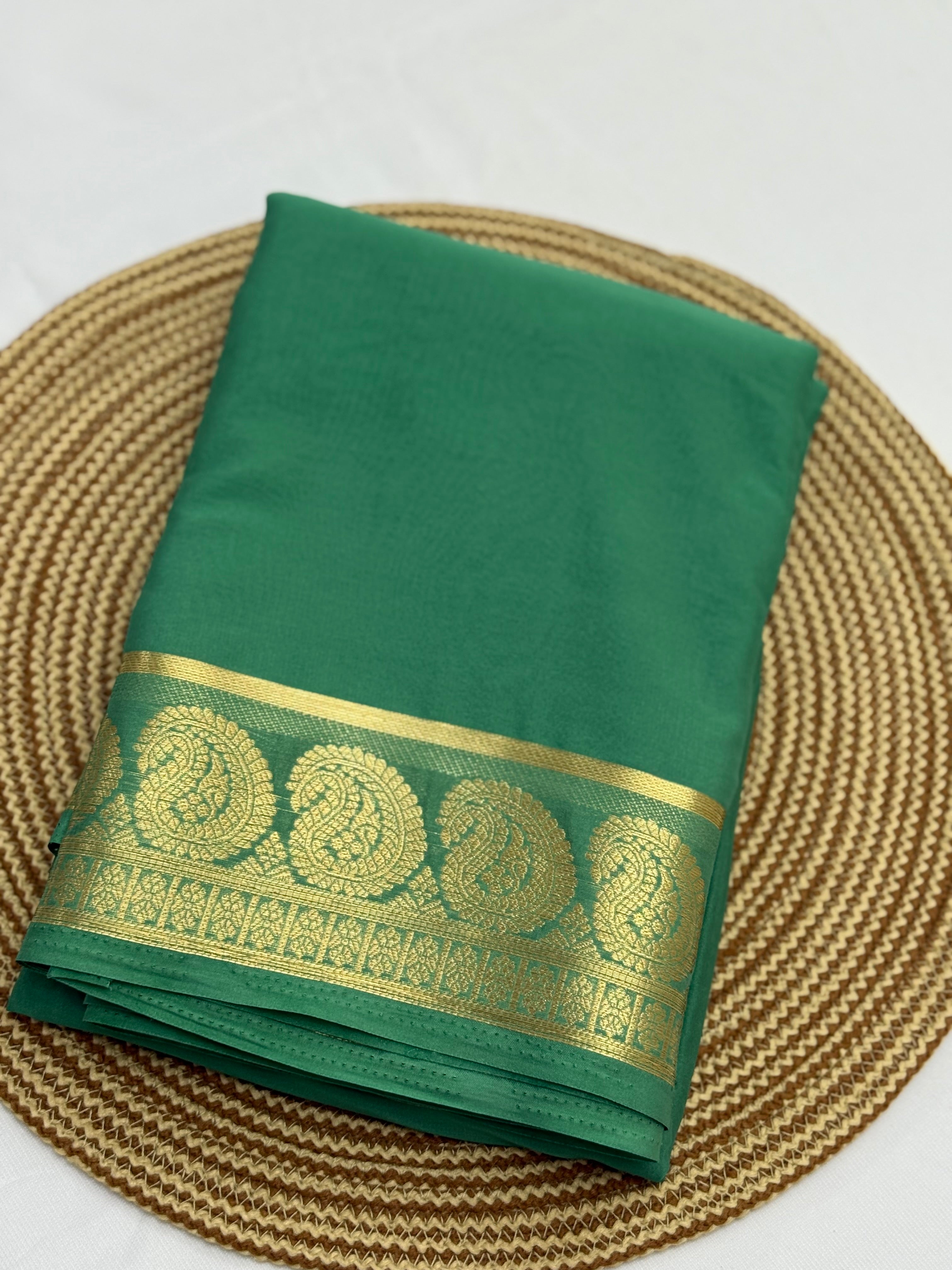 PREMIUM CREPE SILK SAREE - GREY TEAL