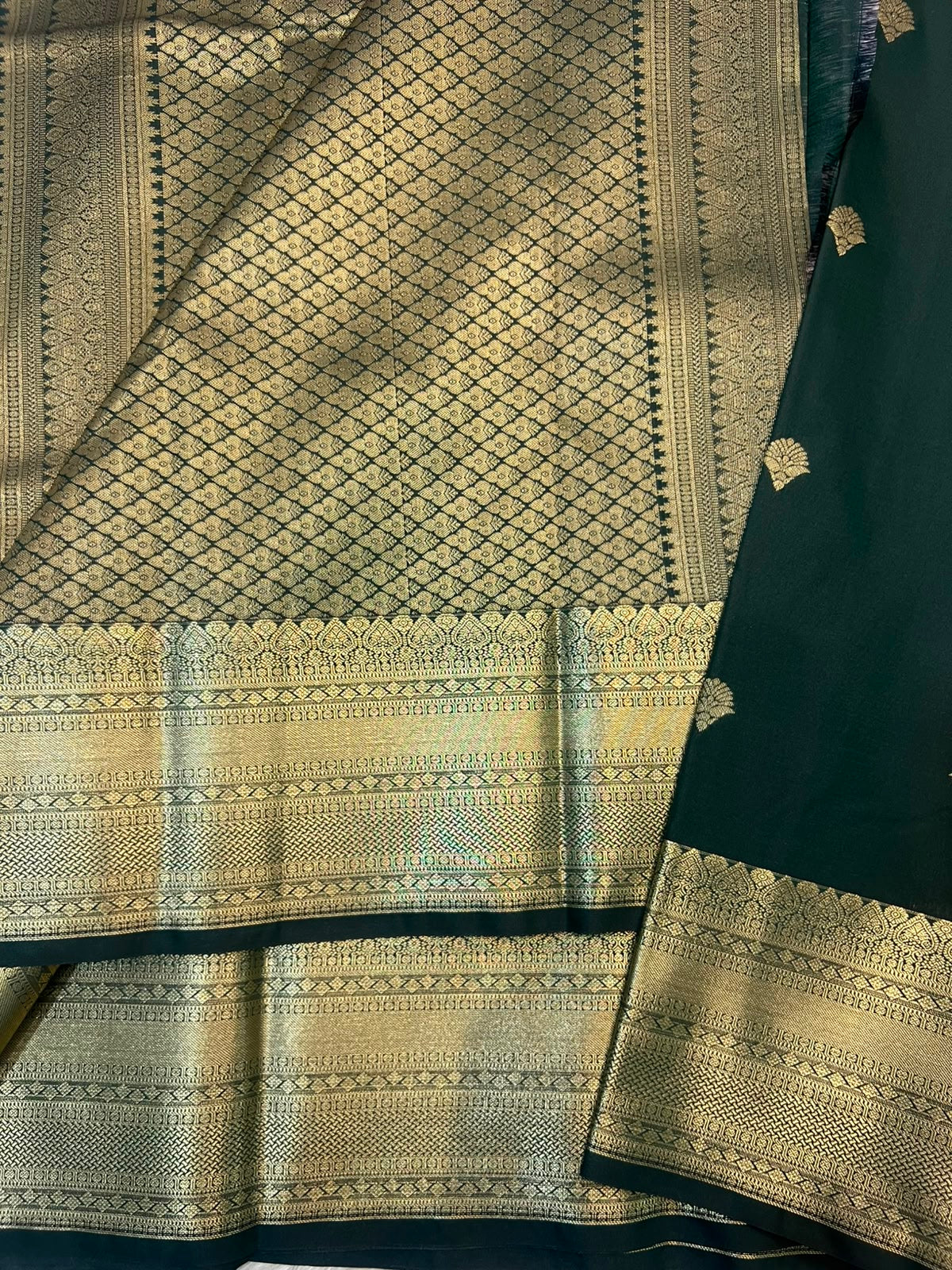 PREMIUM SEMI KANCHI SILK SAREE - SACRAMENTO GREEN