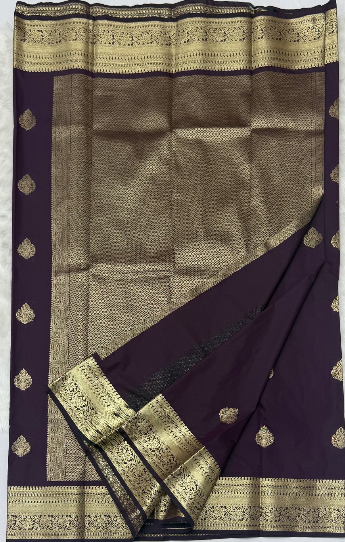 PREMIUM SEMI KANCHI SILK SAREE - BURGUNDY