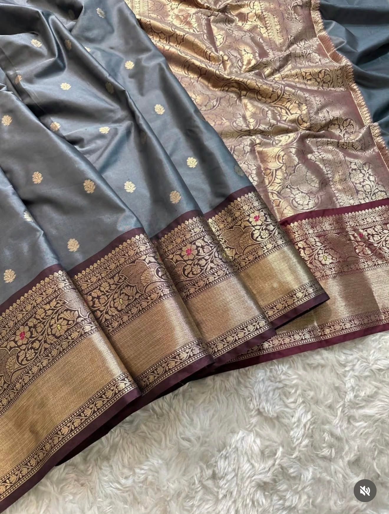 PREMIUM BANARASI KATAAN SILK SAREE - GREY