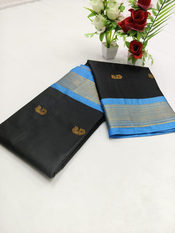 SICO SILK PAITHANI BORDER SAREE - BLACK