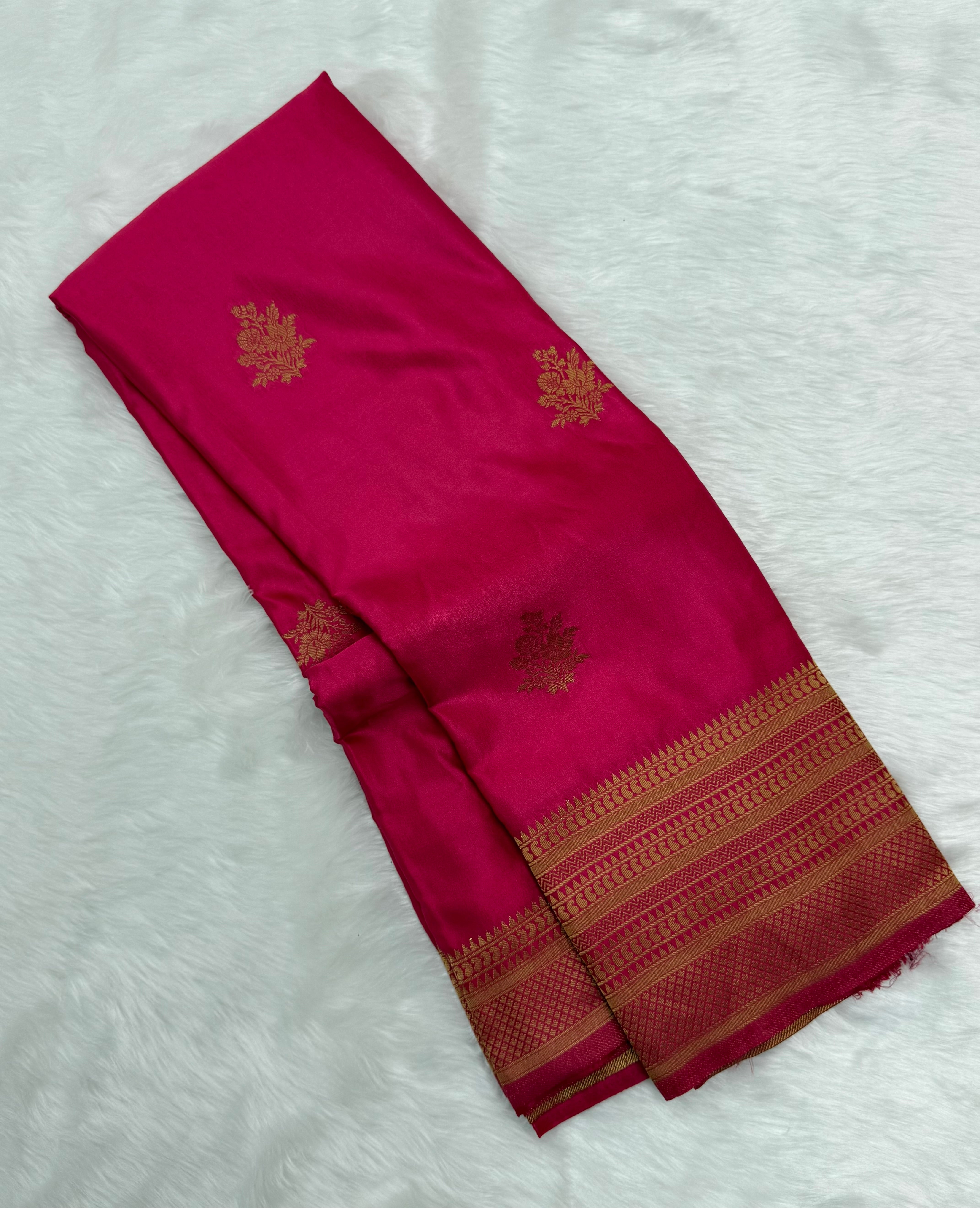 BEAUTIFUL PREMIUM SATIN SAREE - RASPBERRY