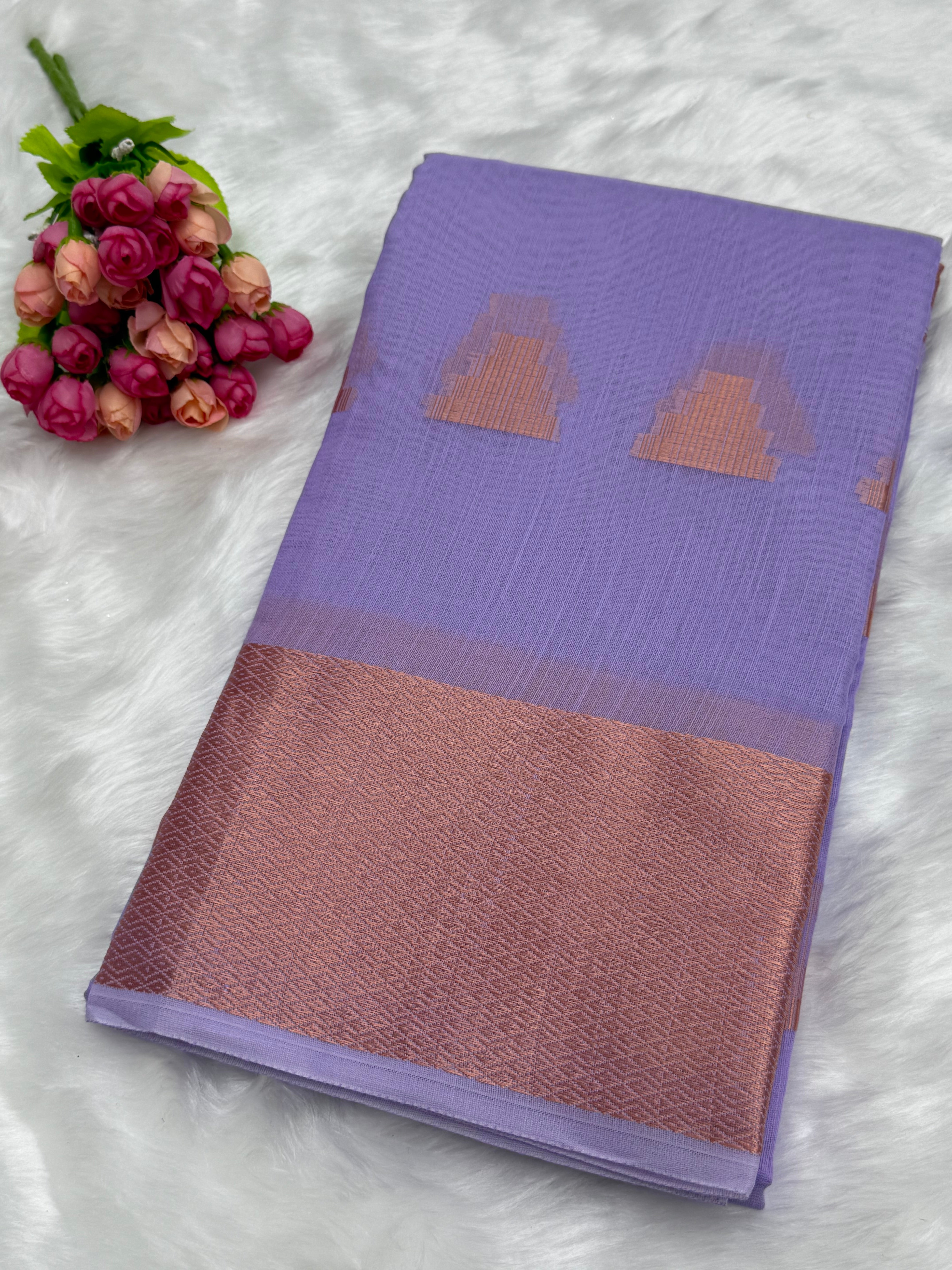 CHANDERI COTTON SILK SAREE - LAVENDER