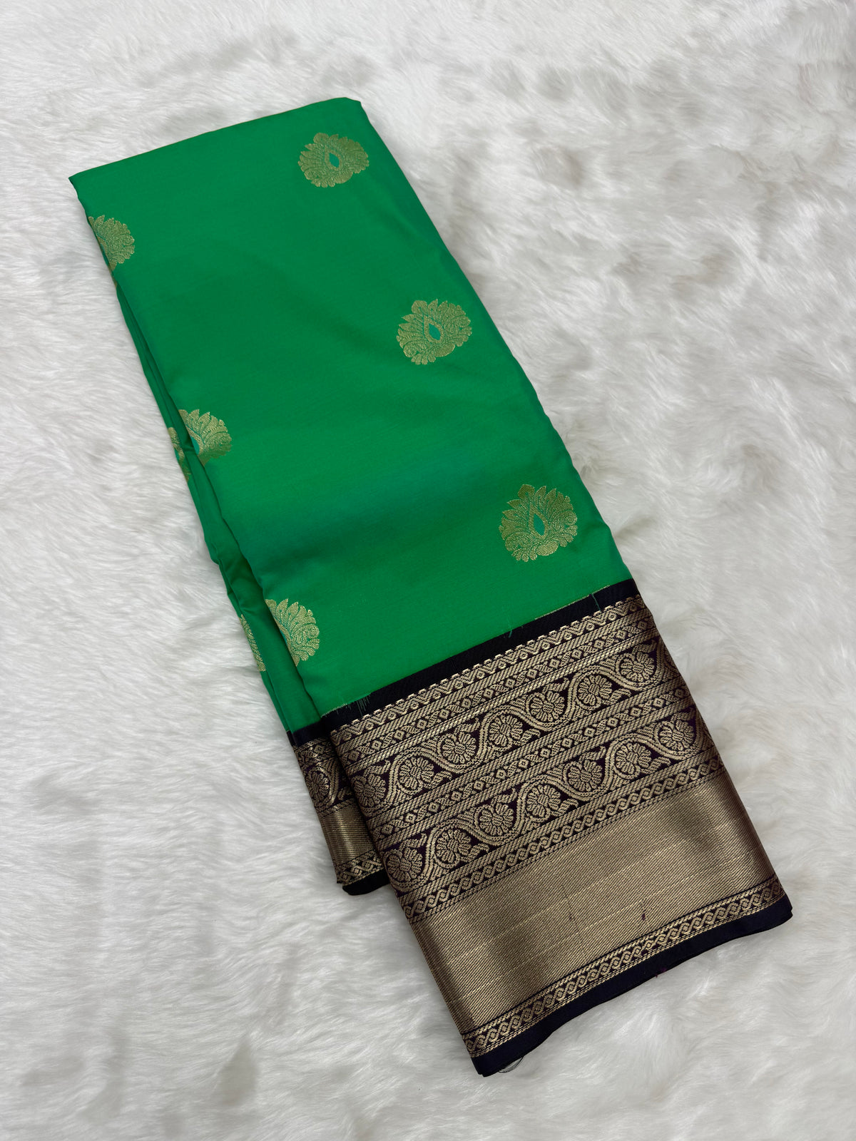 PREMIUM SEMI KANCHI SILK SAREE - JADE GREEN