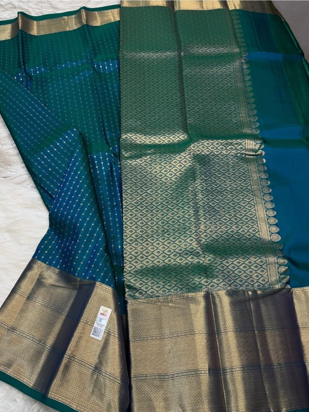 KANCHIPURAM PURE SILK SAREE | SILKMARK® CERTIFIED - TURQUOISE GREEN
