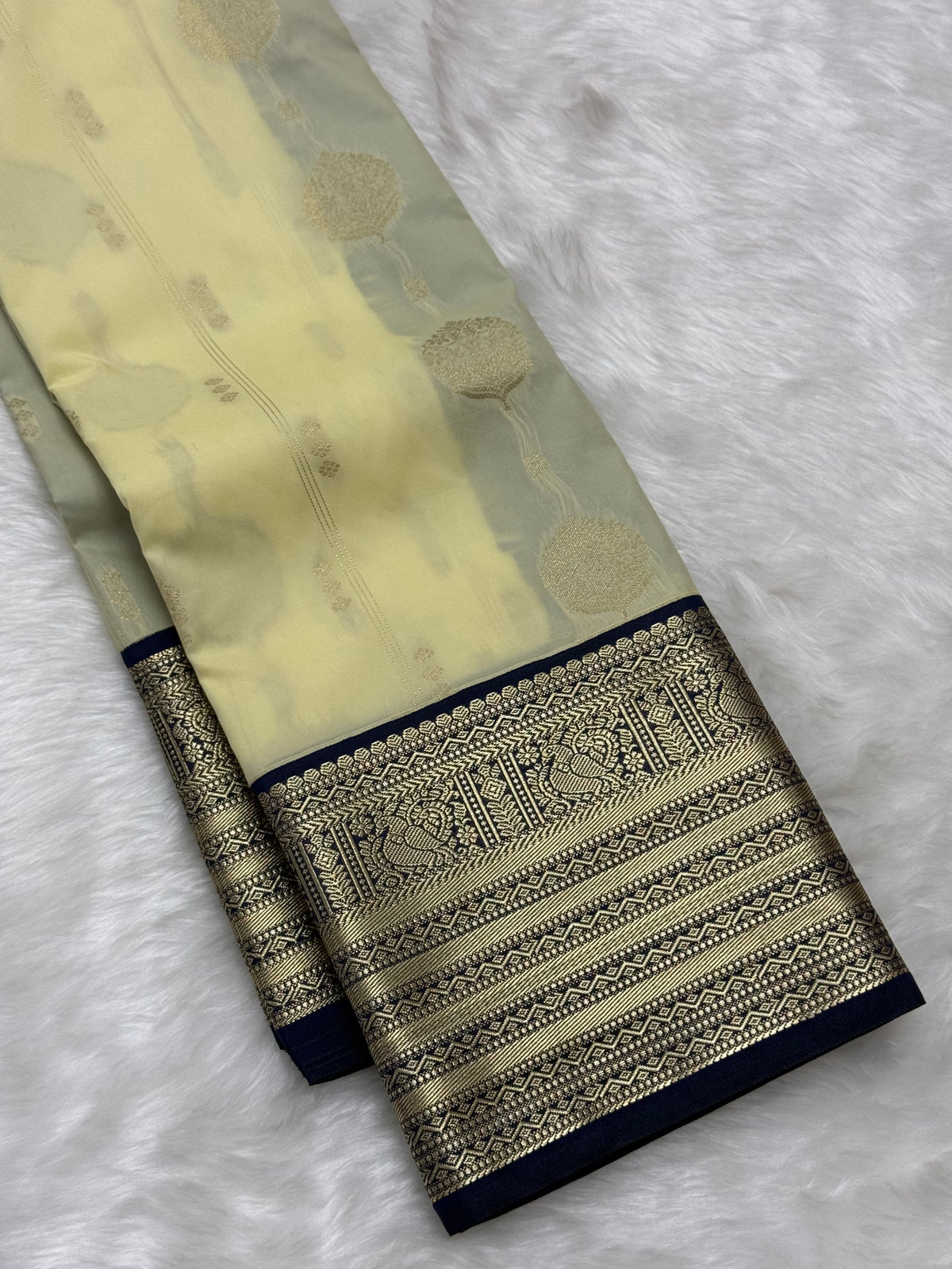 PREMIUM SEMI KANCHI SILK SAREE - CREAM