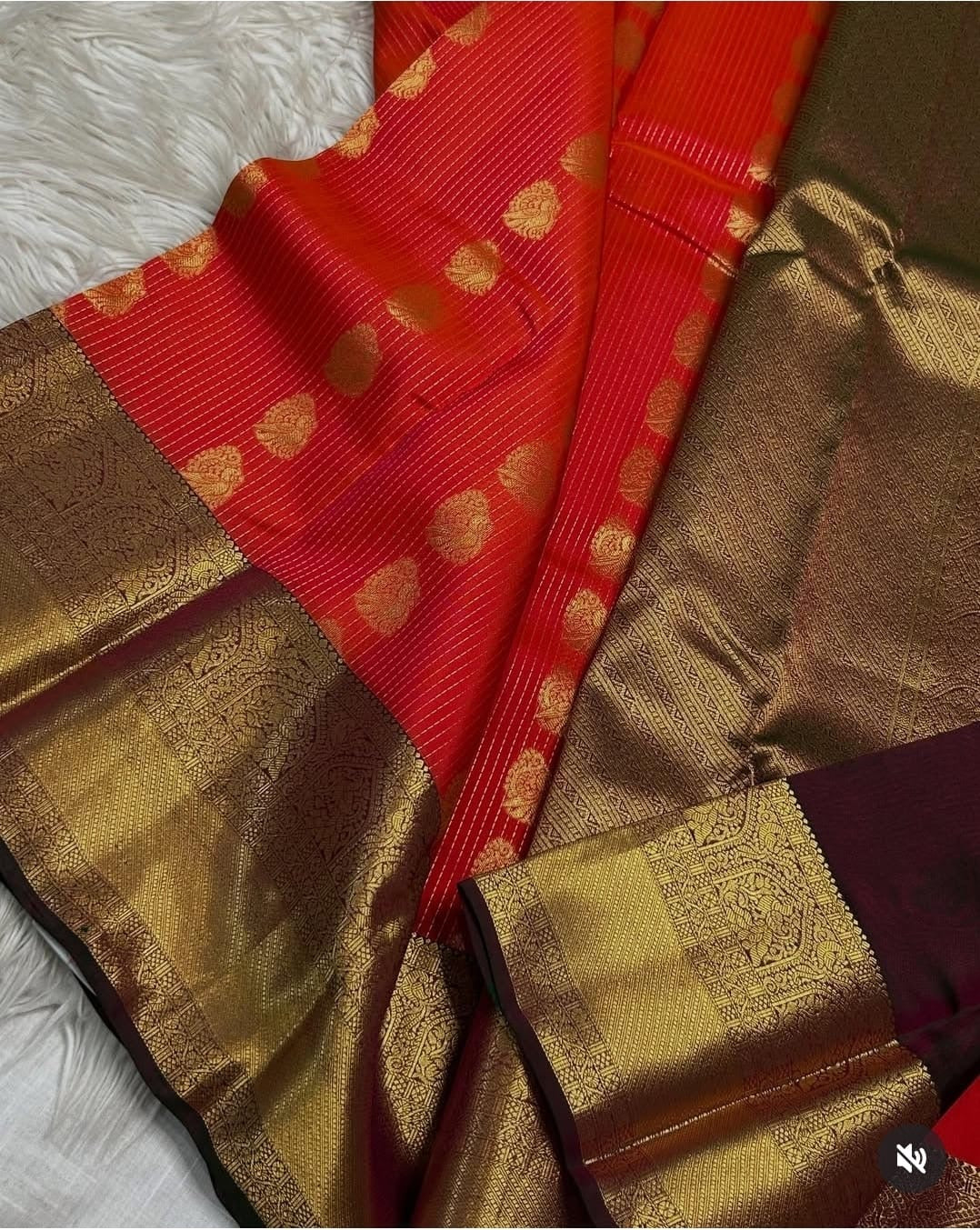 KANCHIPURAM PURE SILK SAREE | SILKMARK® CERTIFIED - ORANGE