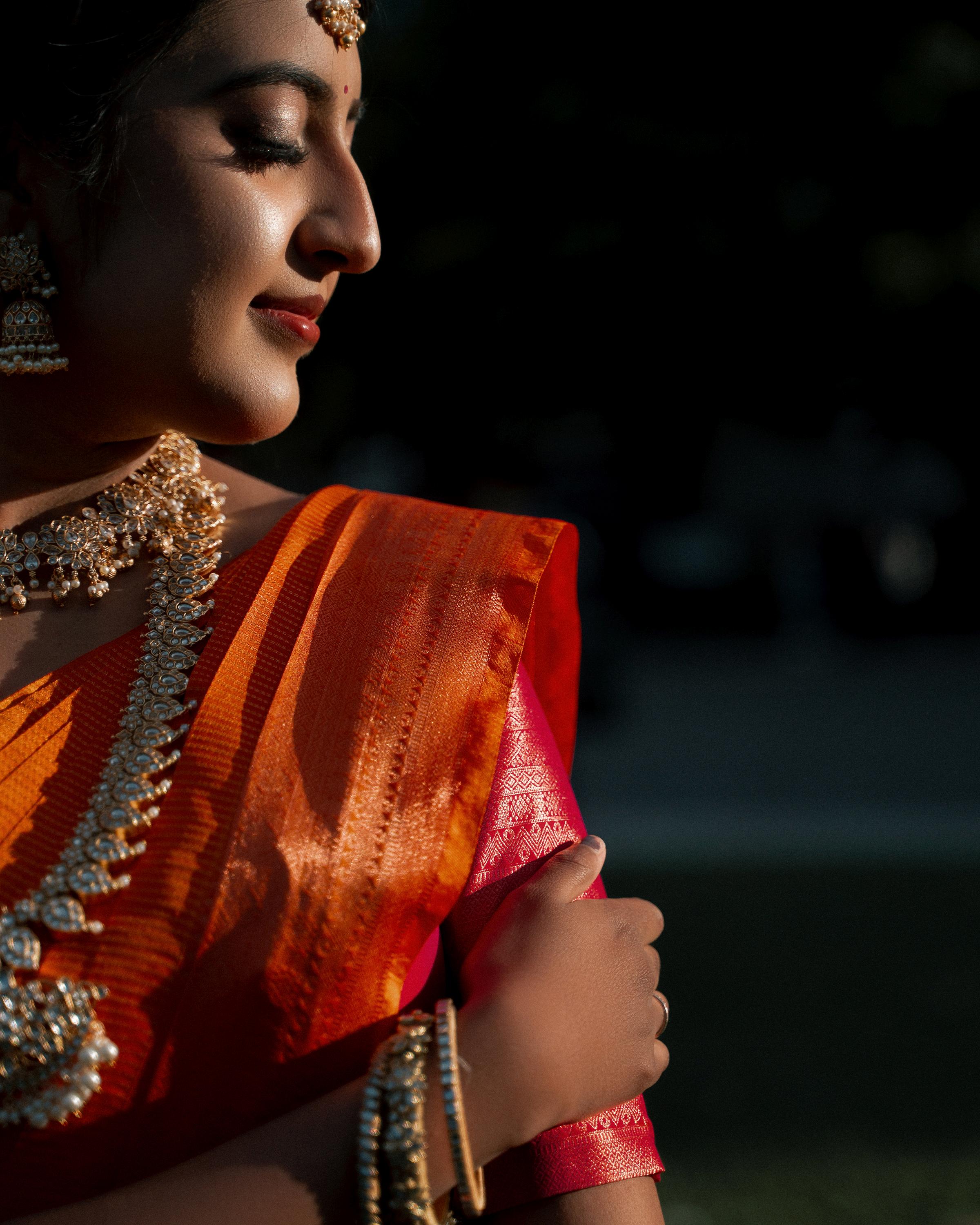 PREMIUM SEMI KANCHI SILK SAREE - ORANGE