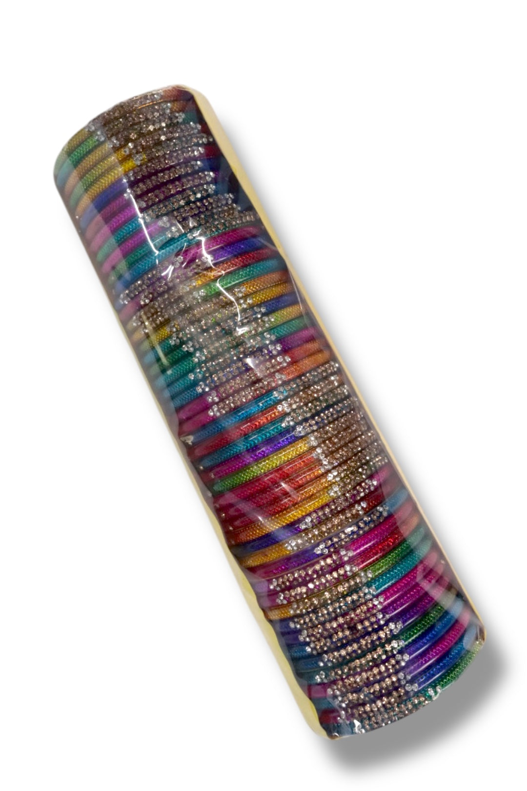 MIXED SIZE CHUMKI WORK GLASS BANGLS - MULTI COLOUR (BOX OF 48 PCS)