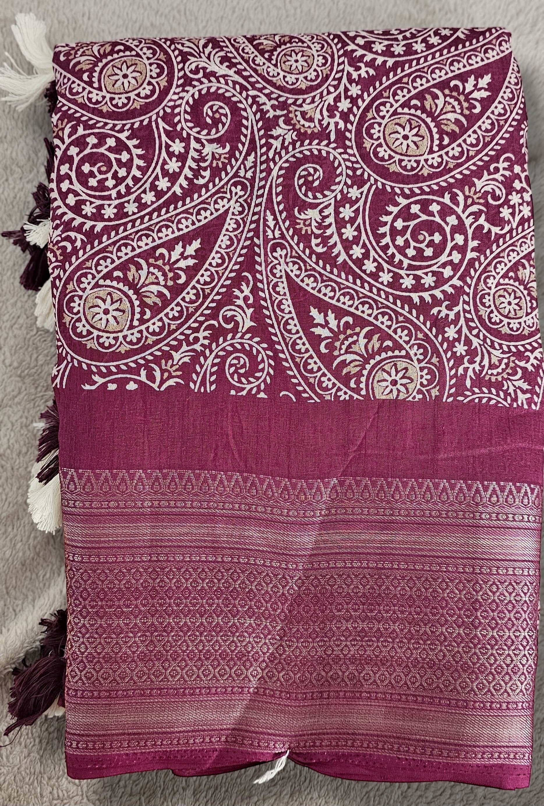 EXCLUSIVE KESAR SILK FANCY SAREE - RANI PINK