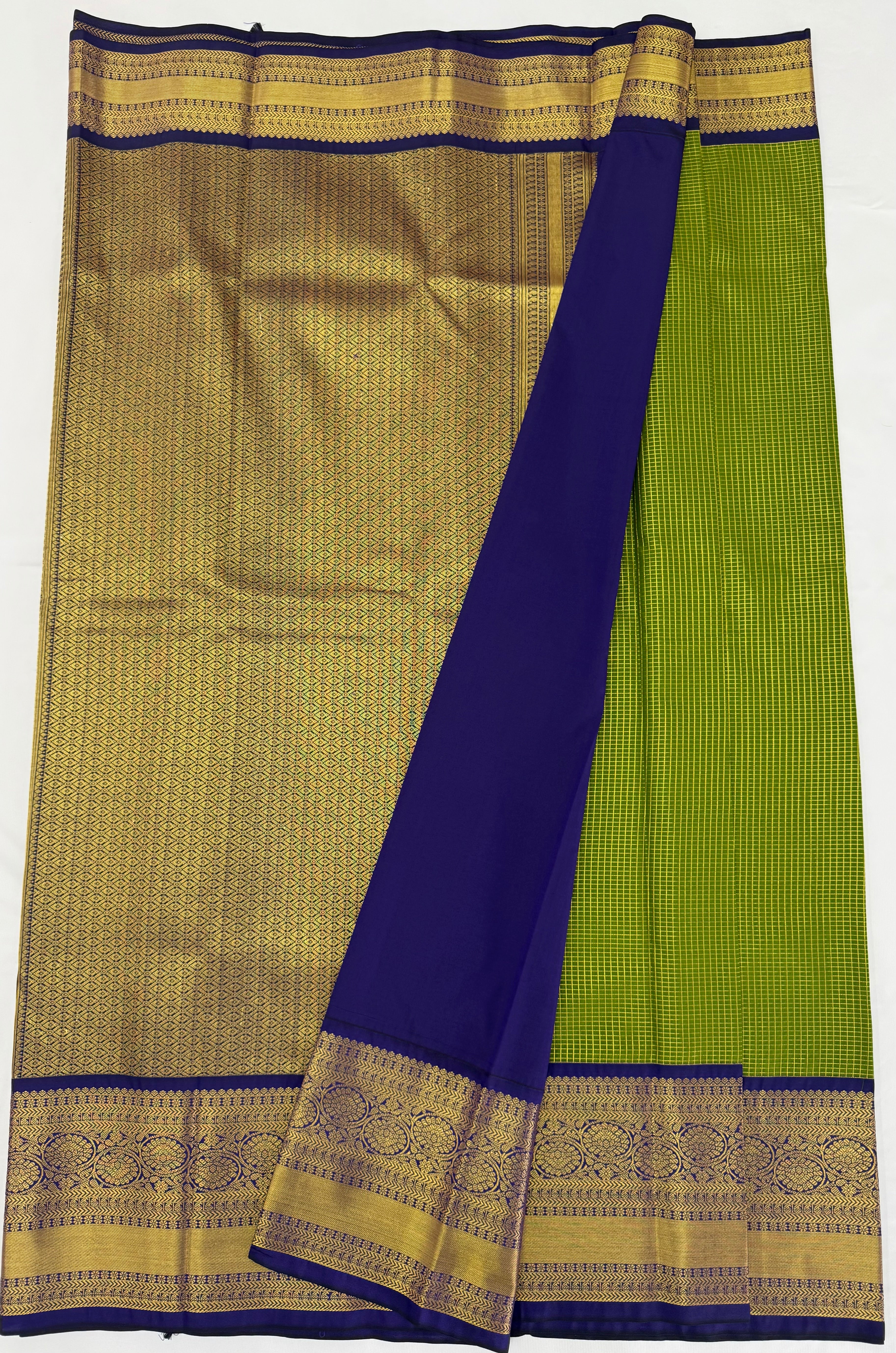 PREMIUM SEMI KANCHI SILK SAREE - PEAR GREEN