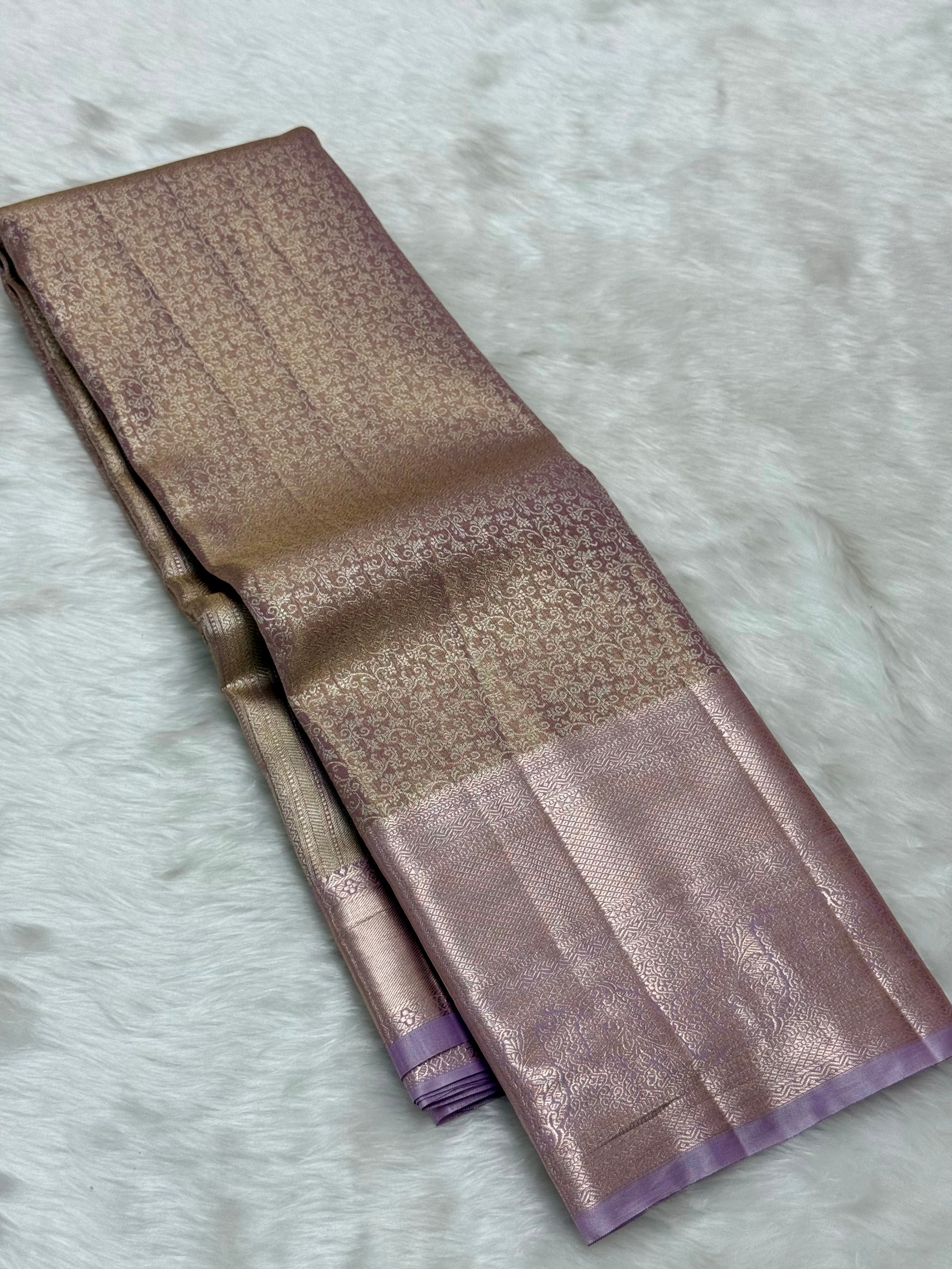 PREMIUM SEMI KANCHI TISSUE SILK SAREE - LILAC