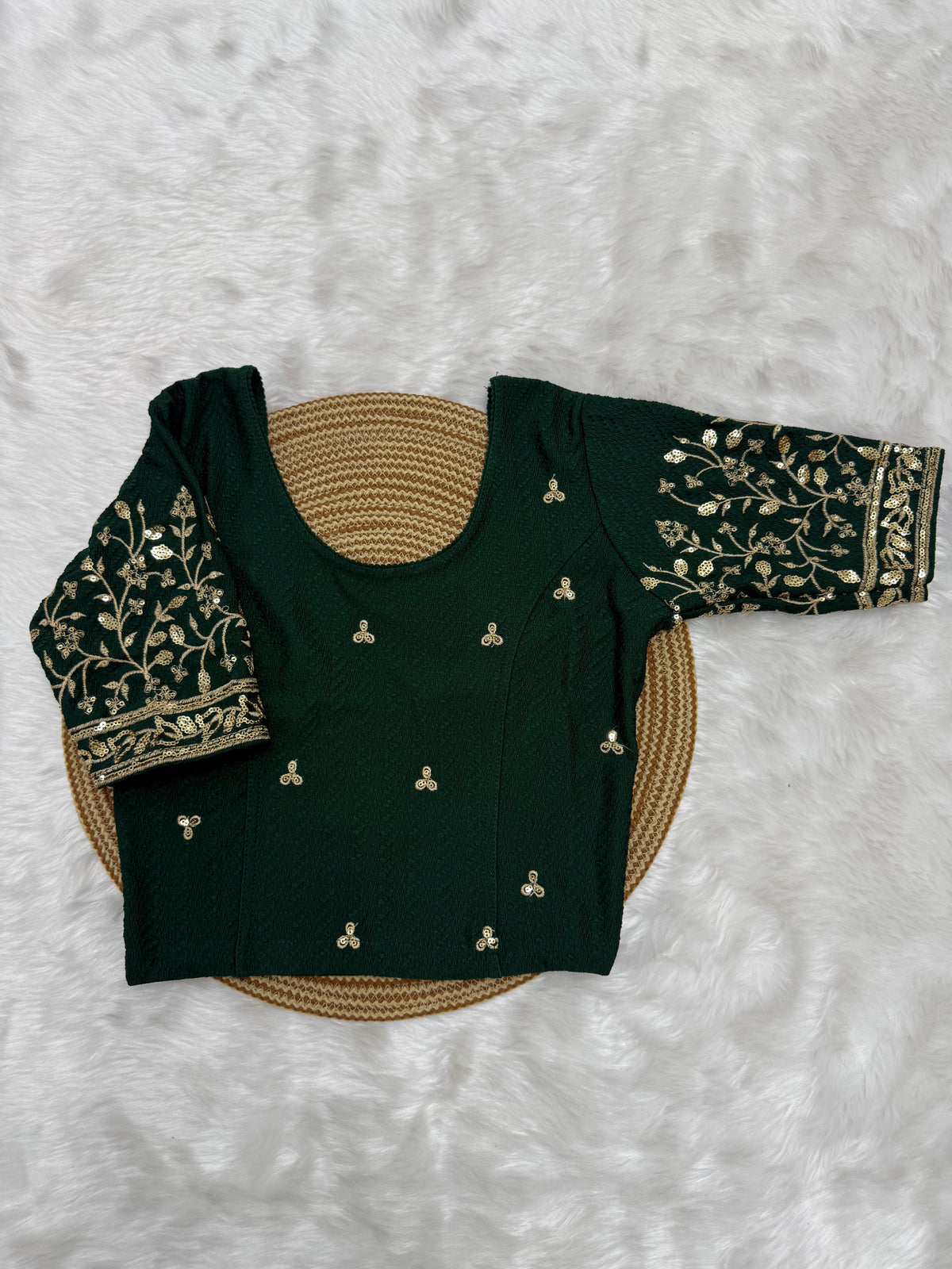 DESIGNER STRETCHABLE BLOUSE - BOTTLE GREEN