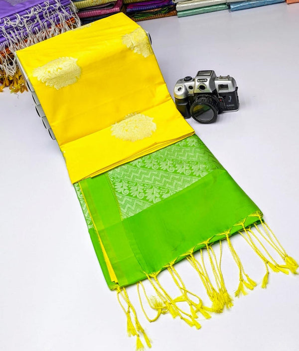 KANCHIPRAM SOFT SILK SAREES - YELLOW