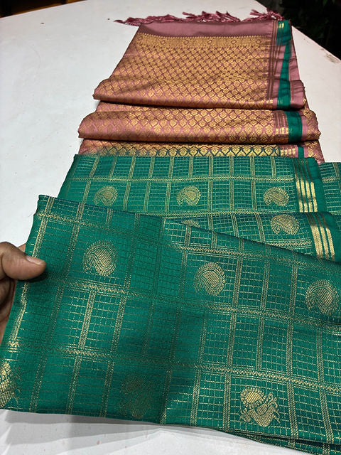 PREMIUM TEAL MAUVE PAALUM PAZHAMUM SAREE