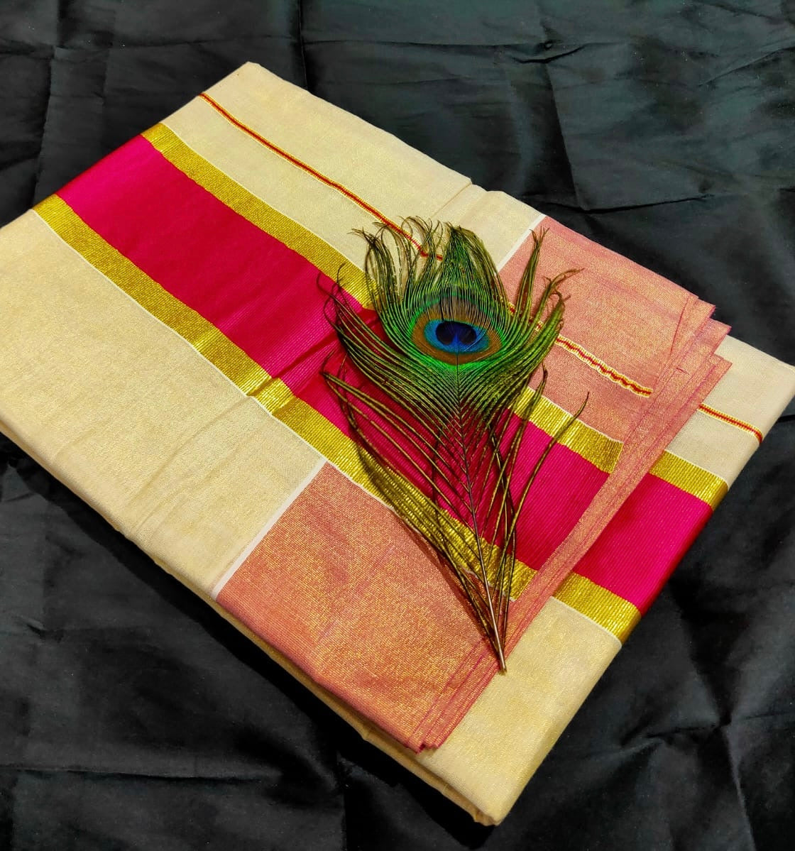 FANCY KARA BORDER TISSUE SAREE (PINK,GOLD,BEIGE)