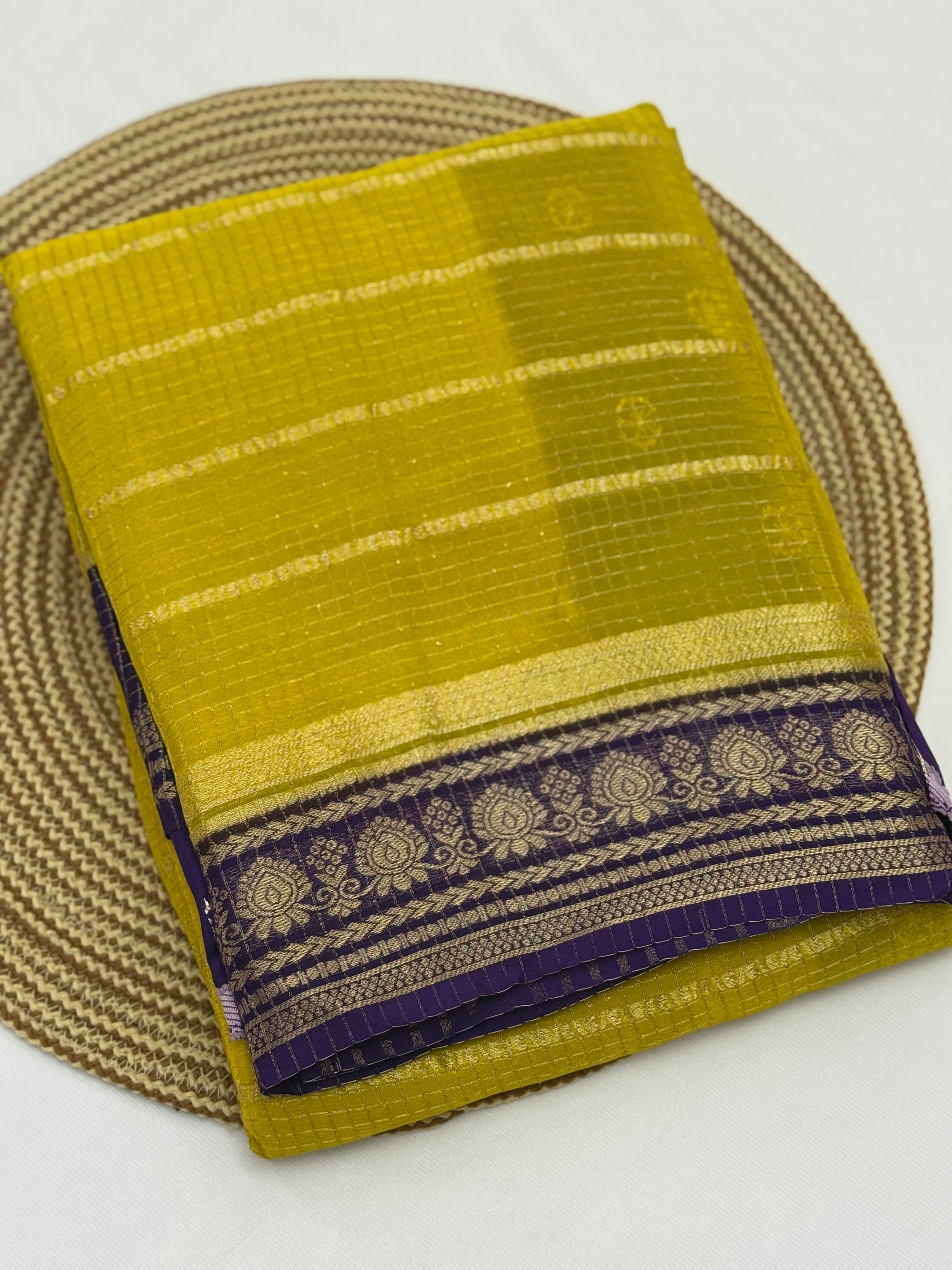 BEAUTIFUL SEMI CREPE SILK SAREE - GOLD