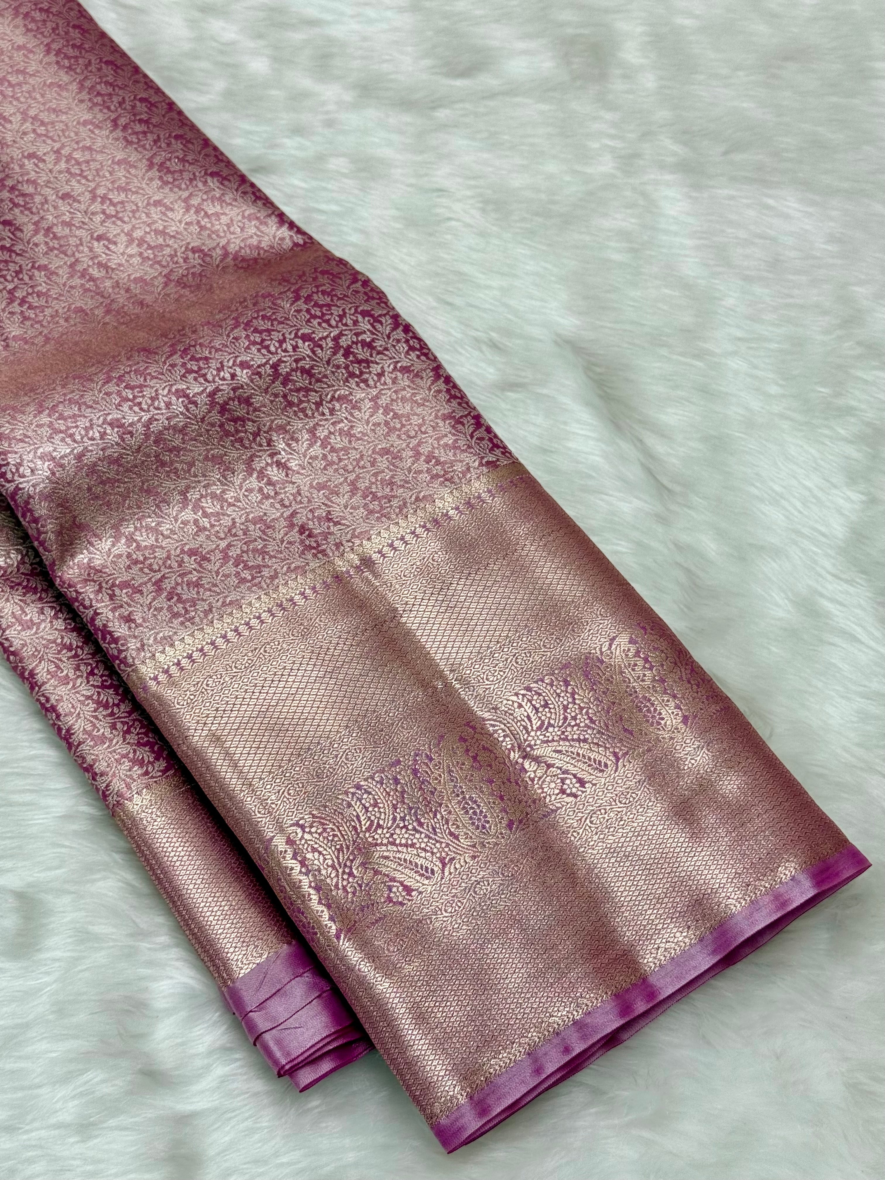PREMIUM SEMI KANCHI TISSUE SILK SAREE - ORCHID PINK