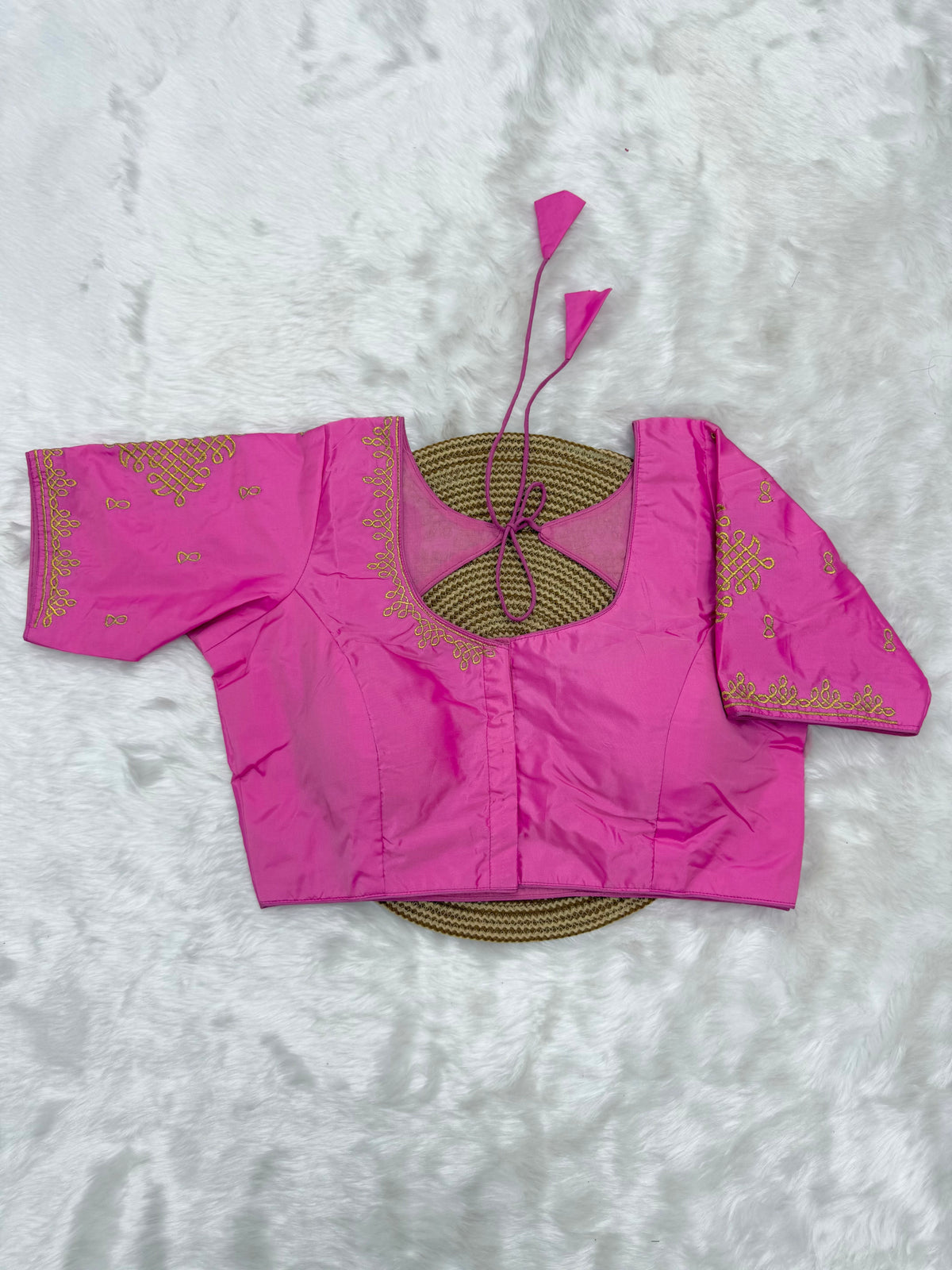 BRIDAL AARI WORK READY TO WEAR SAREE BLOUSE - TAFFY PINK