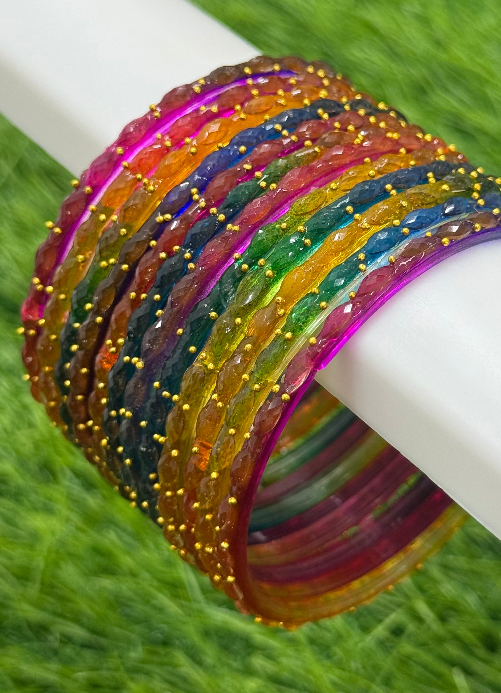 RAINDROP GLASS BANGLES PACK OF 12