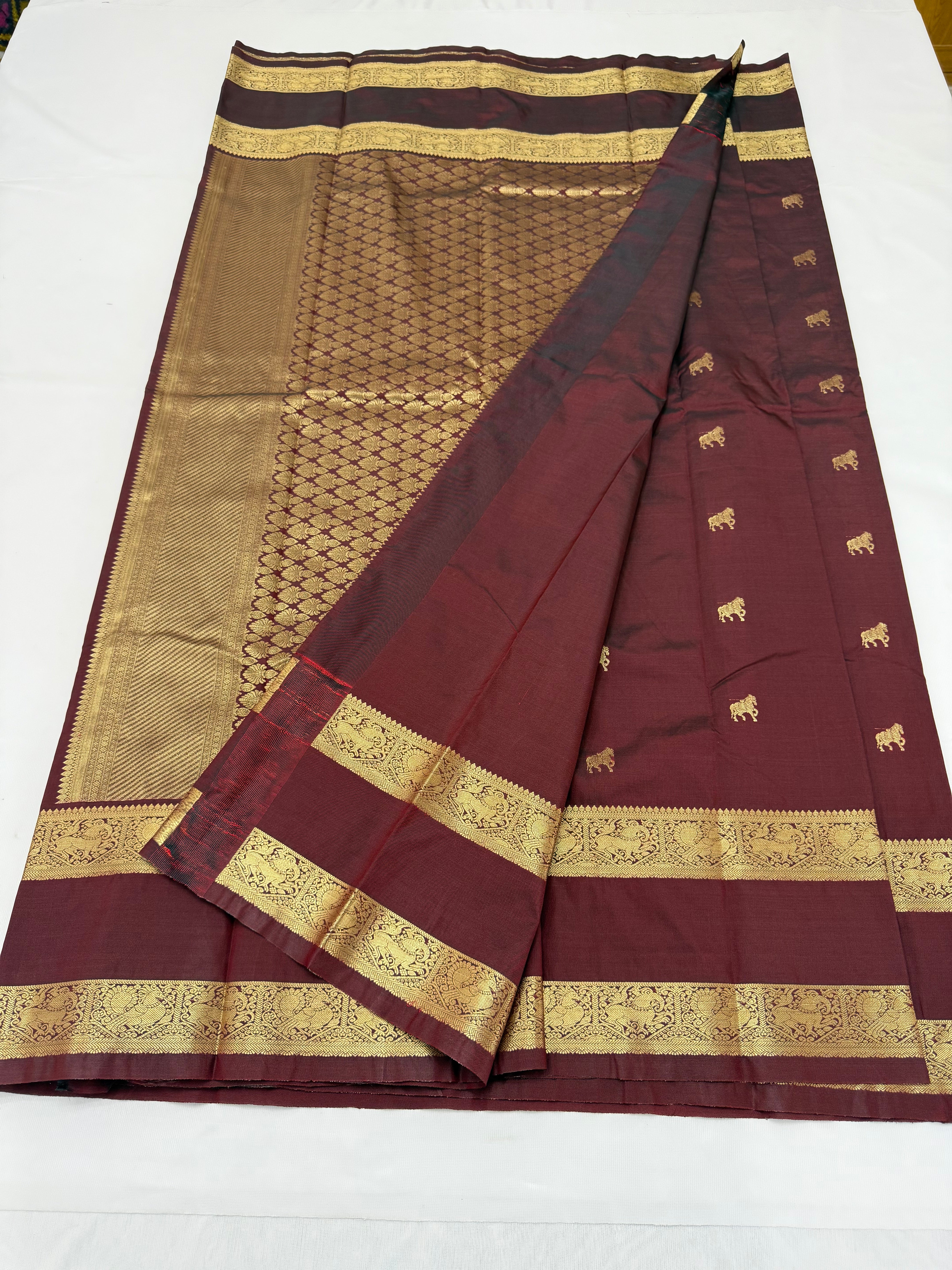 PREMIUM SEMI KANCHI SILK SAREE - GARNET