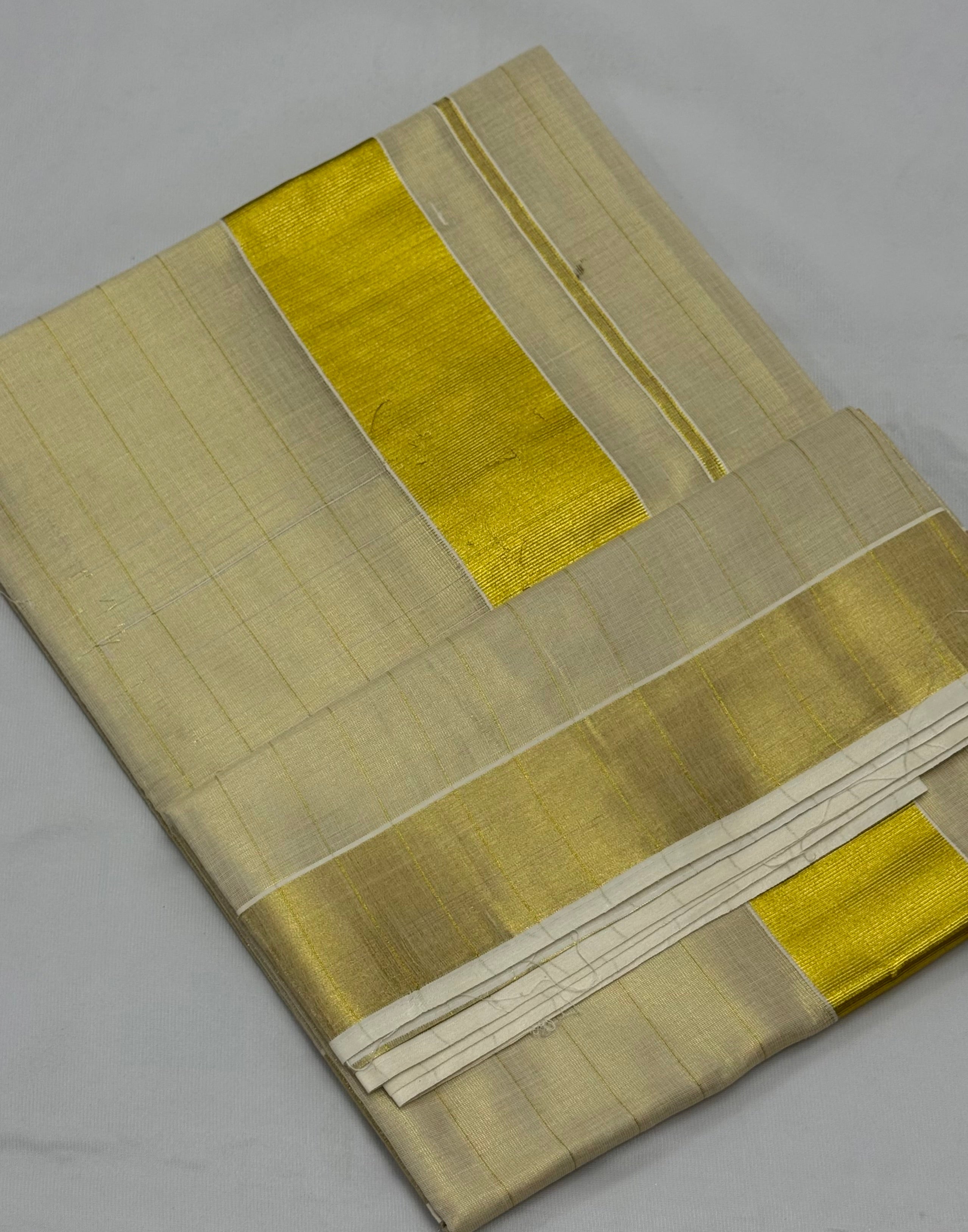 TRADITIONALSTRIPES KASAVU TISSUE SAREE - (CREAM,GOLD)