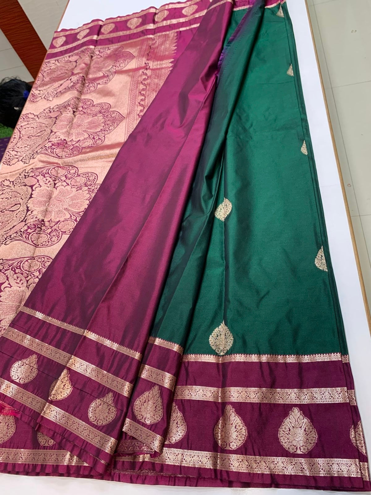 PREMIUM SOFT SEMI KANCHI SILK SAREE - CASTLETON GREEN