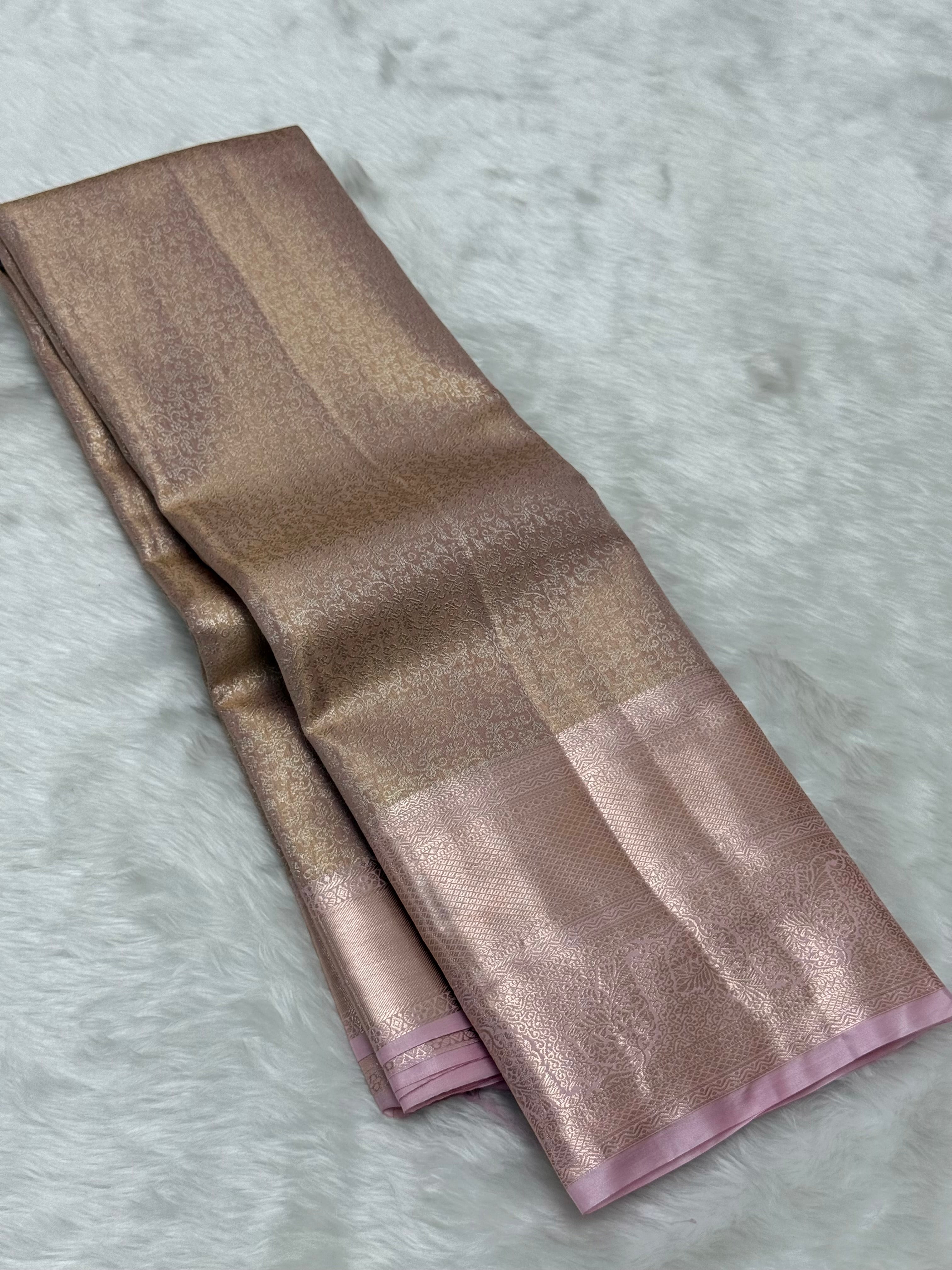 PREMIUM SEMI KANCHI TISSUE SILK SAREE -  SOFT PASTEL PINK
