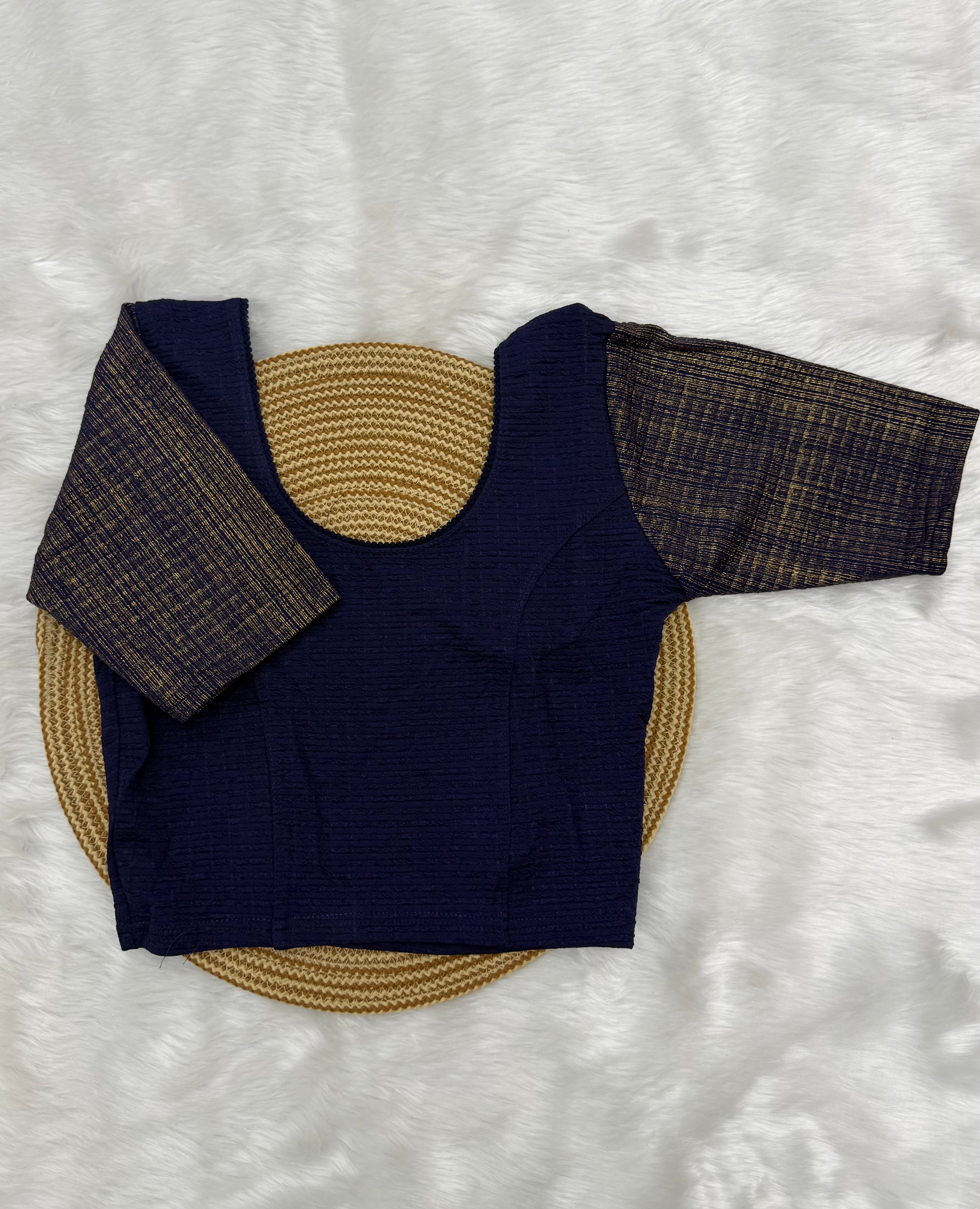 DESIGNER STRETCHABLE BLOUSE - NAVY BLUE