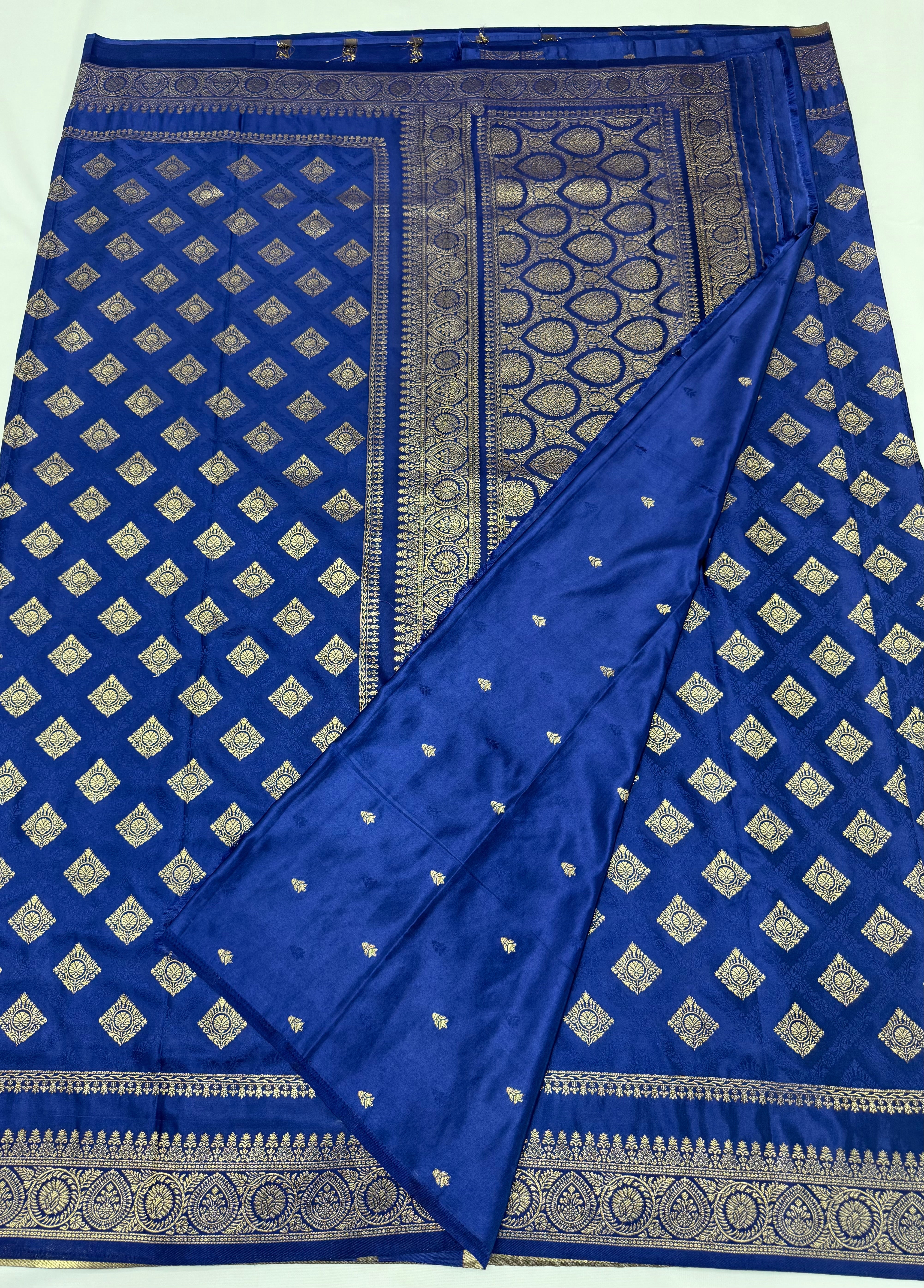 PREMIUM SATIN CREPE SILK SAREE - NAVY BLUE