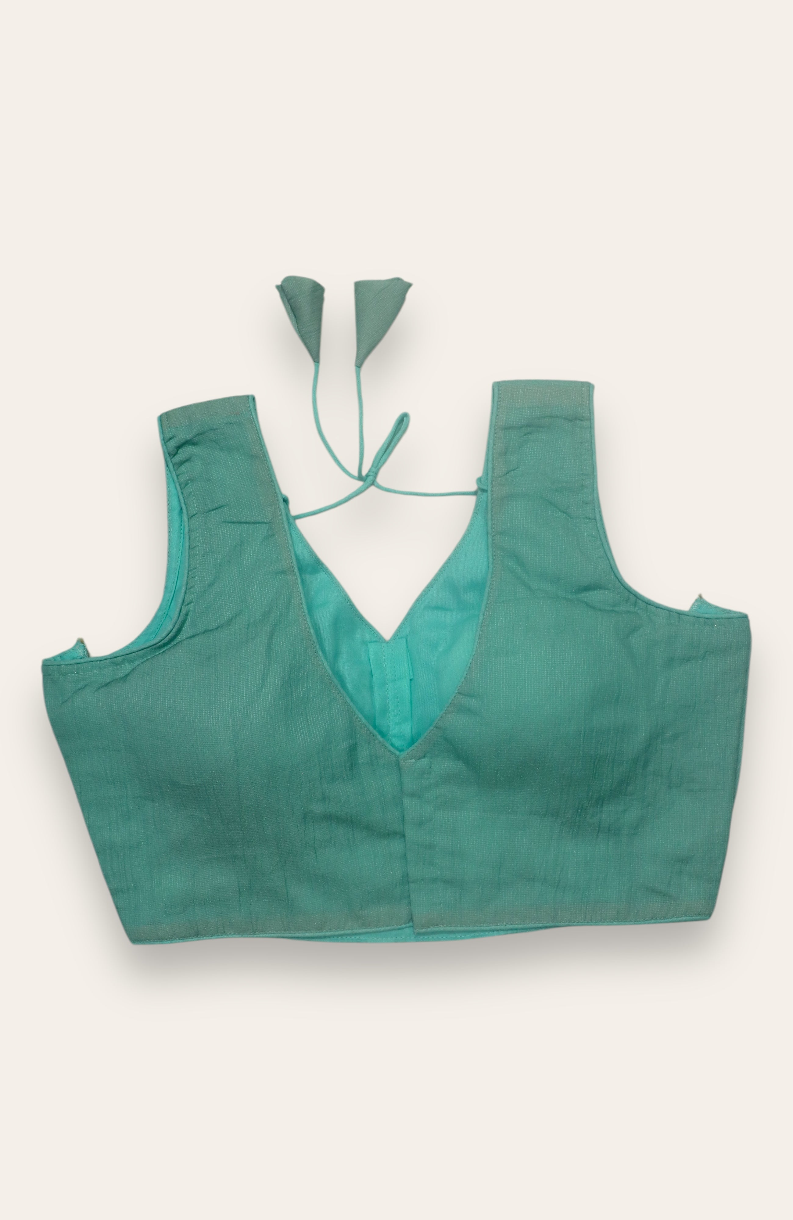 SLEEVELESS READYMADE BLOUSE - TURQUOISE BLUE