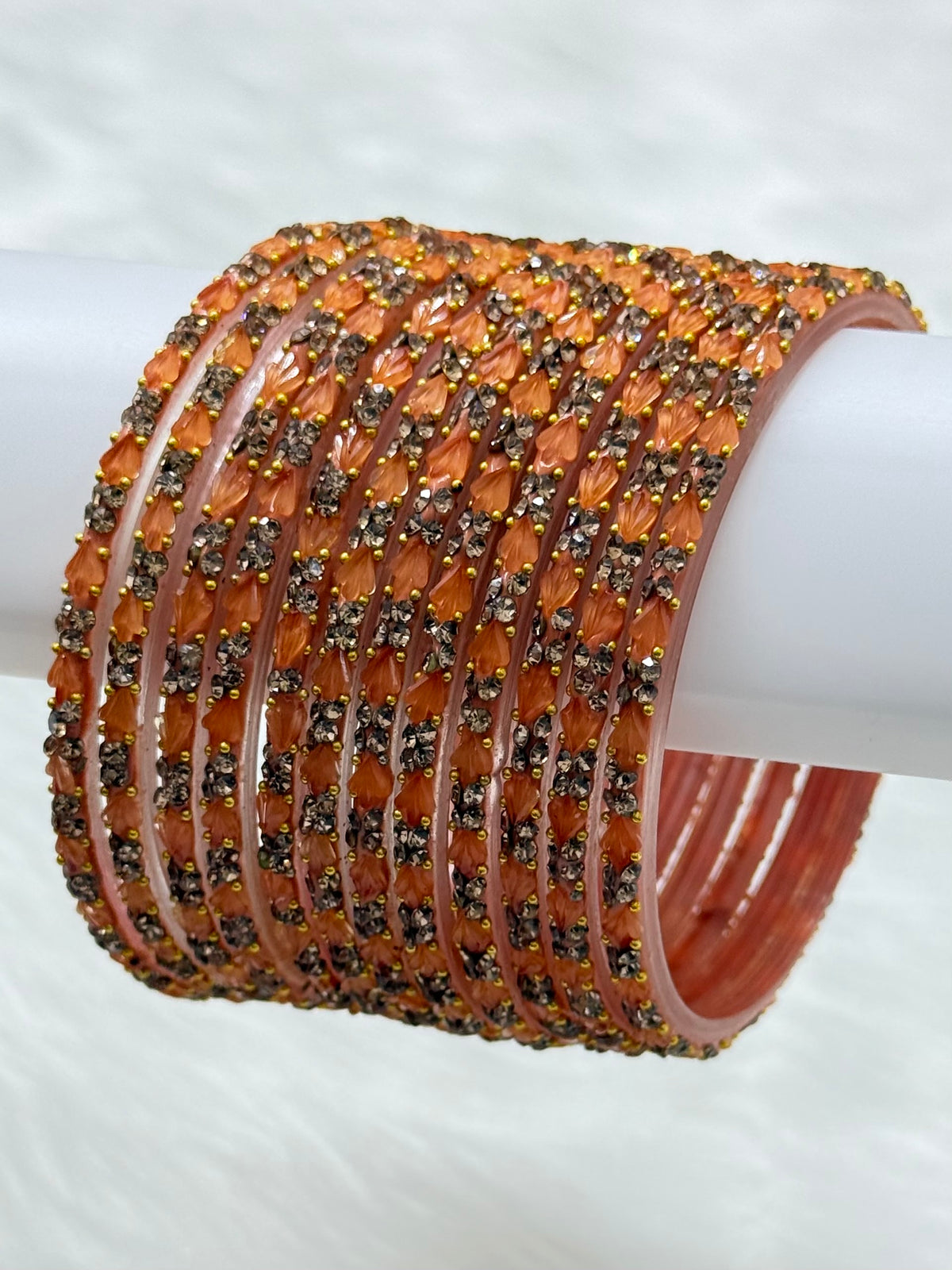 PREMIUM STONE STUDDED GLASS BANGLES PACK OF 12
