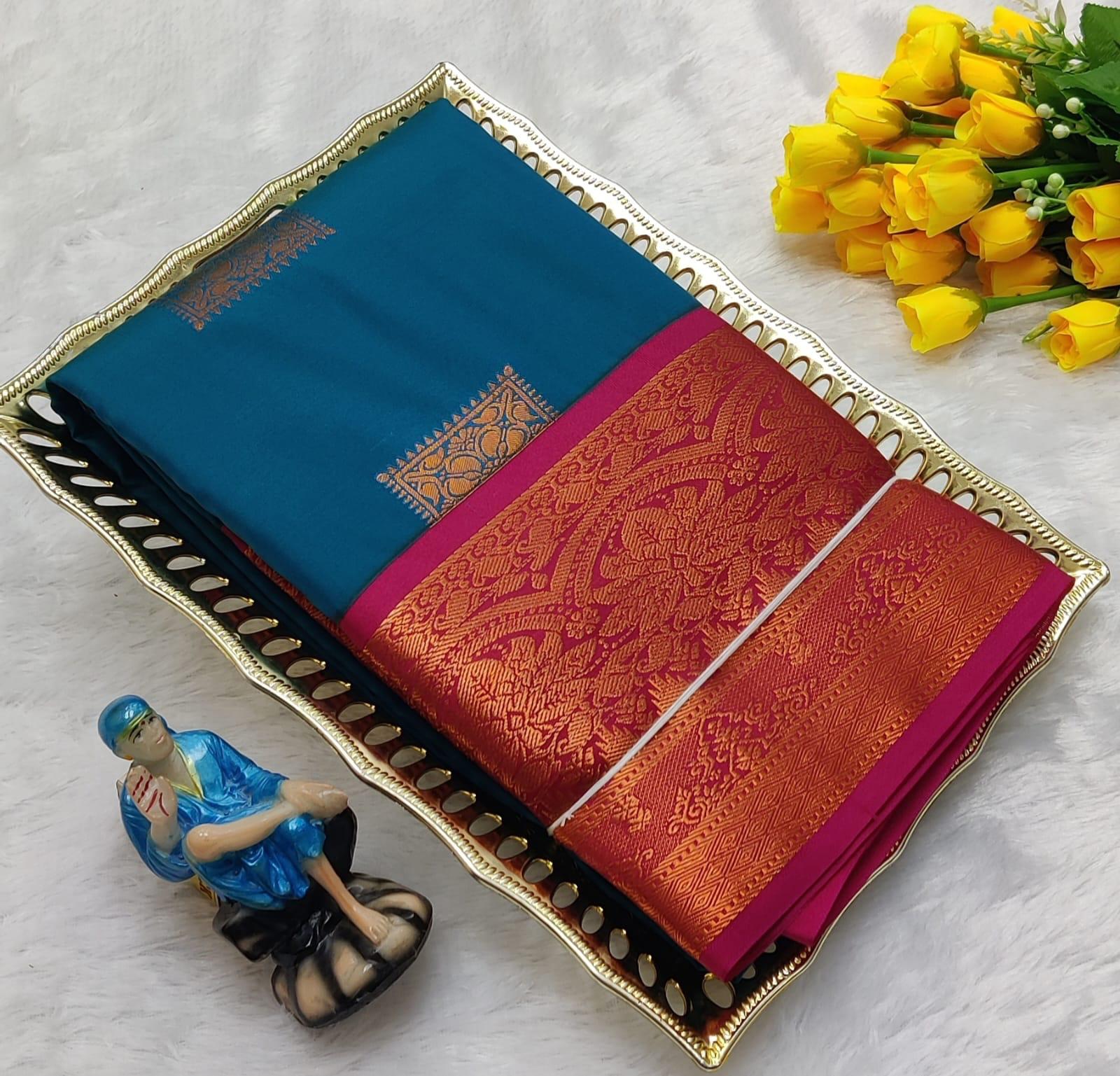 PREMIUM KORVAI SOFT SILK SAREE - PEACOCK GREEN