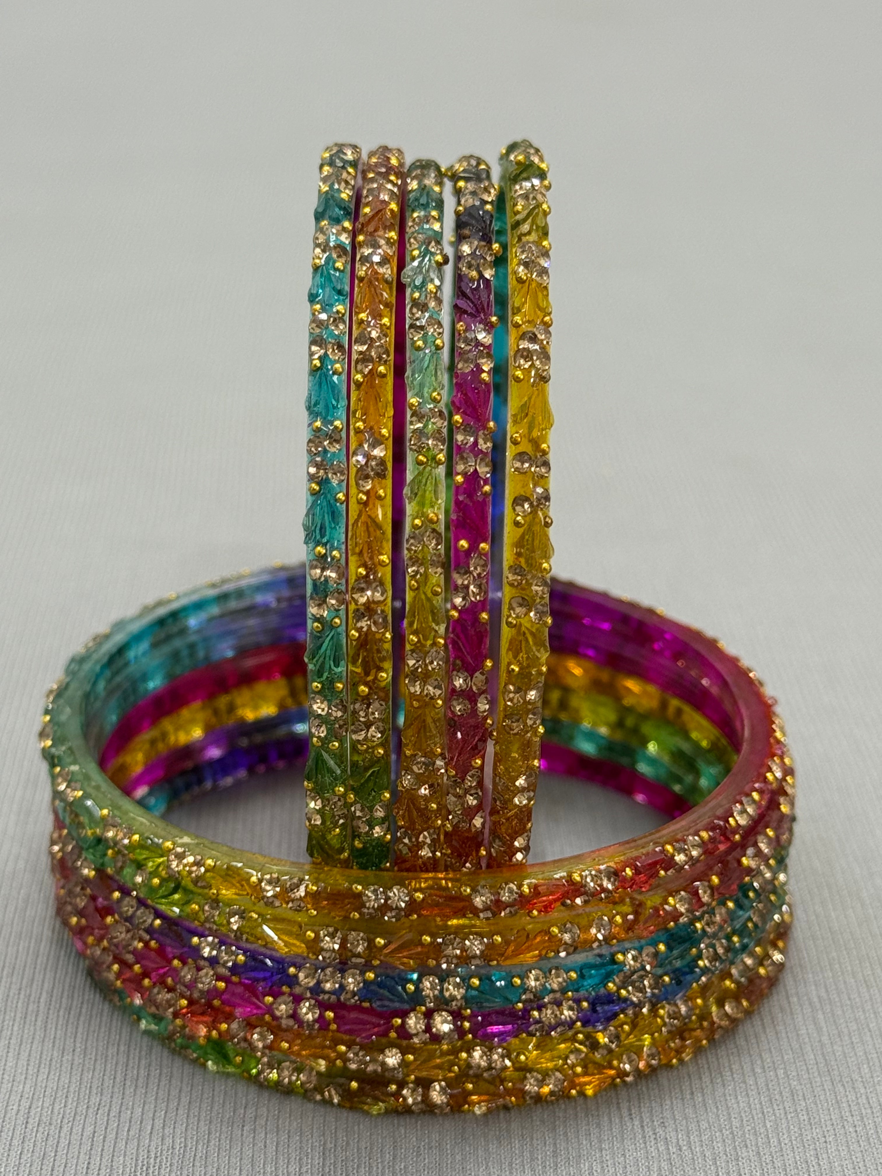 PREMIUM RAINDROP GLASS BANGLES PACK OF 12