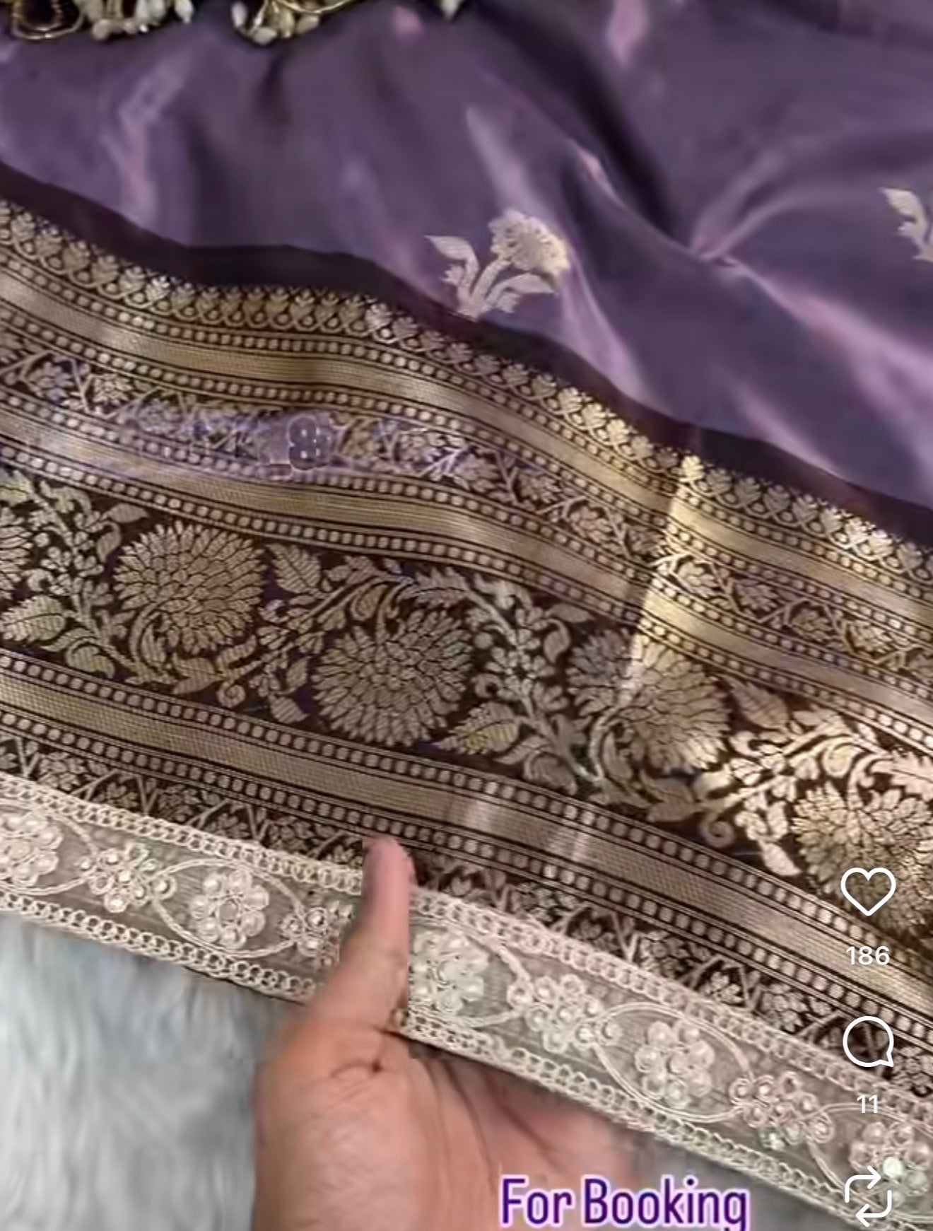 PREMIUM BANARASI HEAVY LACE WORK KATAAN SILK SAREE - MUTED VIOLET