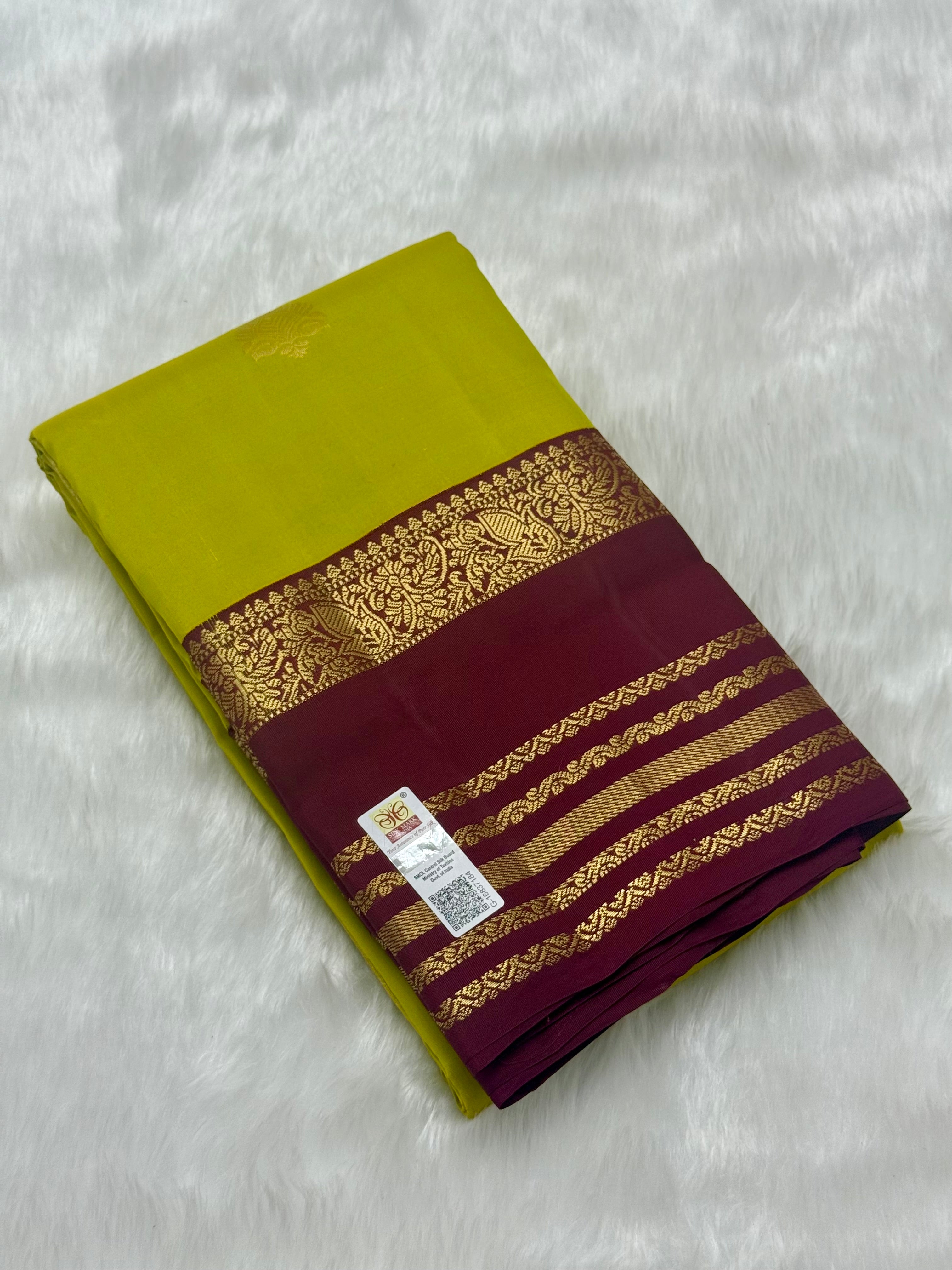 KANCHIPURAM PURE SILK SAREE | SILKMARK® CERTIFIED - YELLOW GREEN