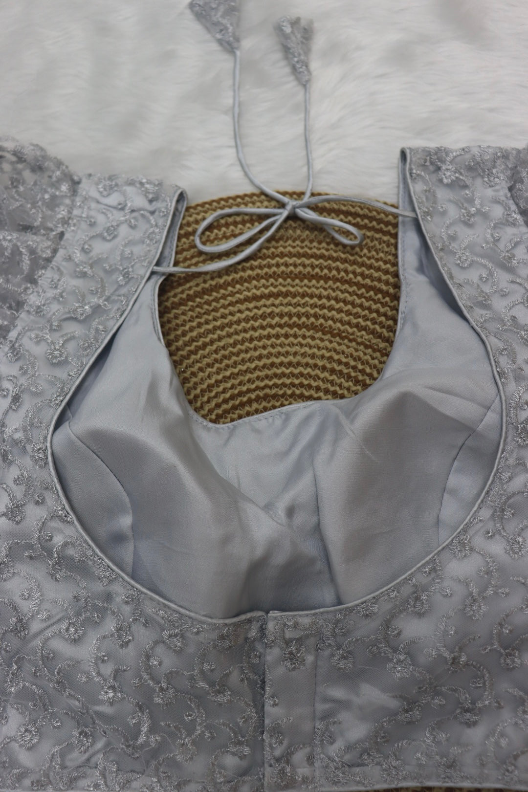 PUFF SLEEVE DESIGNER READYMADE BLOUSE - SILVER