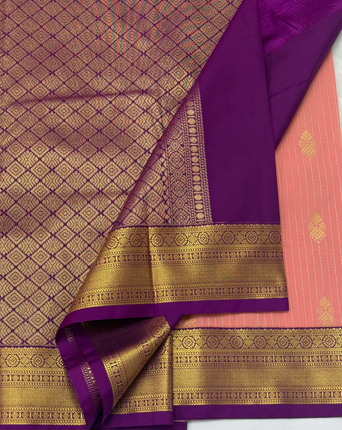 PREMIUM SEMI KANCHI SILK SAREE - SOFT PEACH