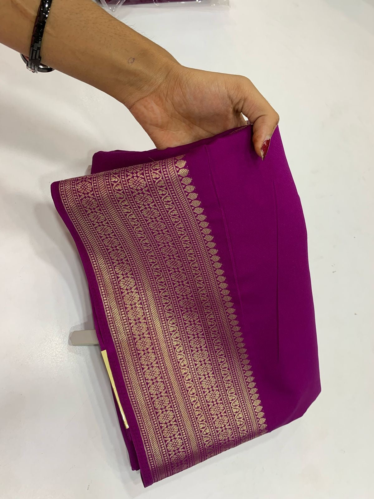 MYSORE PLAIN CREPE SILK SAREE - VIOLET