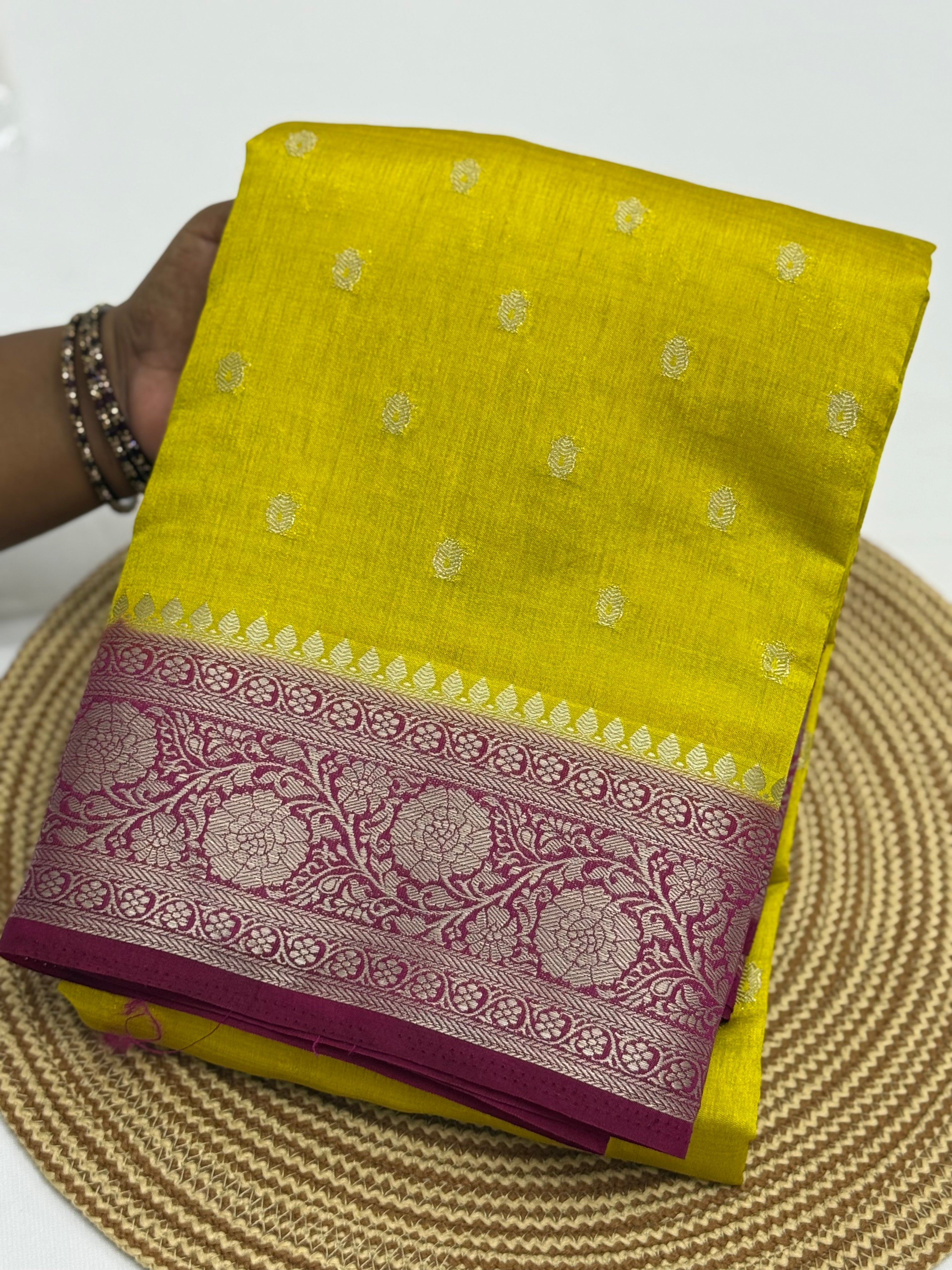 BEAUTIFUL TUSSAR SILK SAREE - SUNSHINE