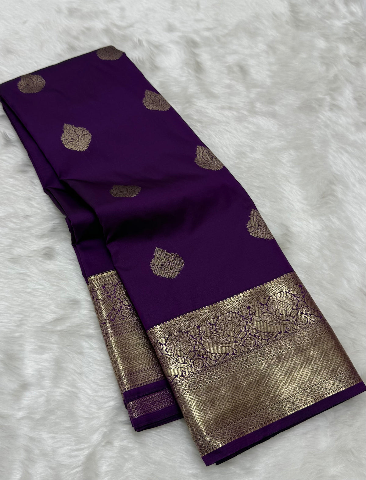PREMIUM SEMI KANCHI SILK SAREE - DEEP PURPLE