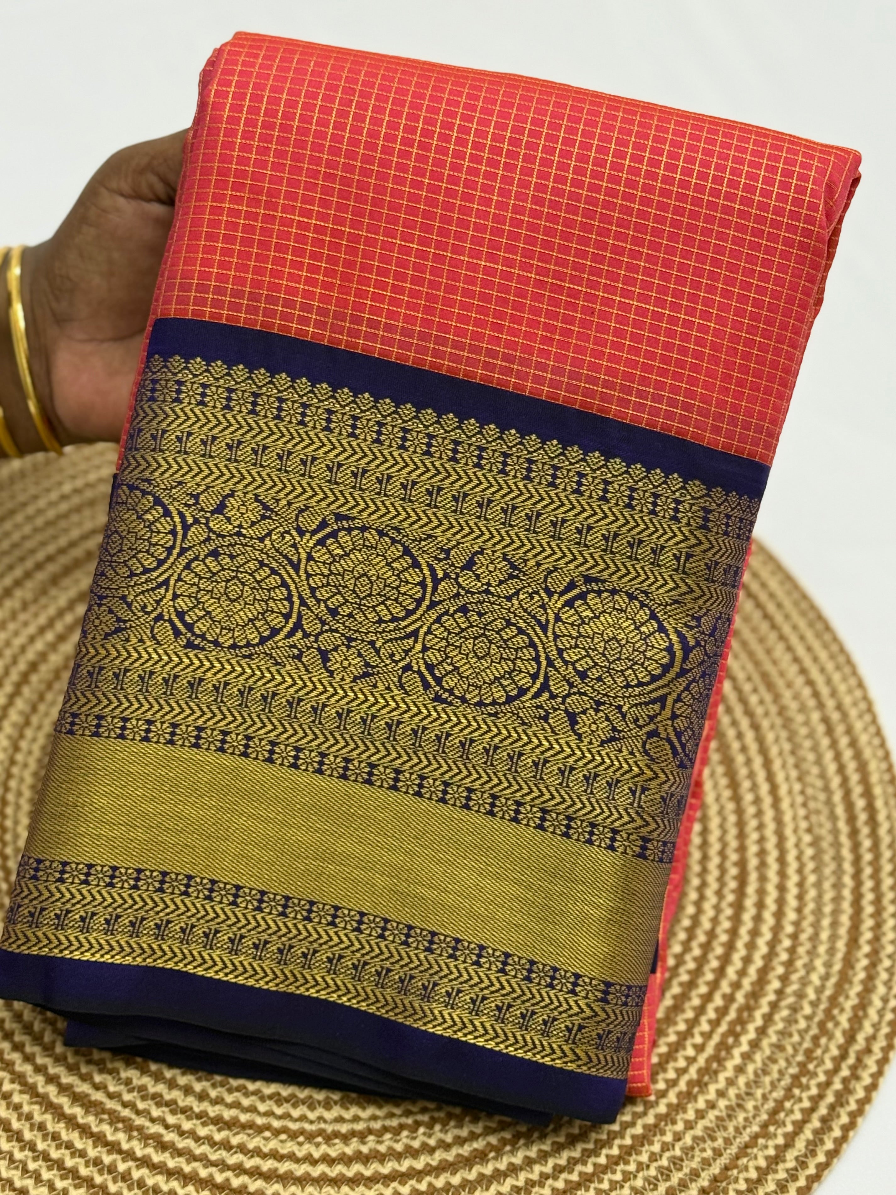 PREMIUM SEMI KANCHI SILK SAREE - STRAWBERRY