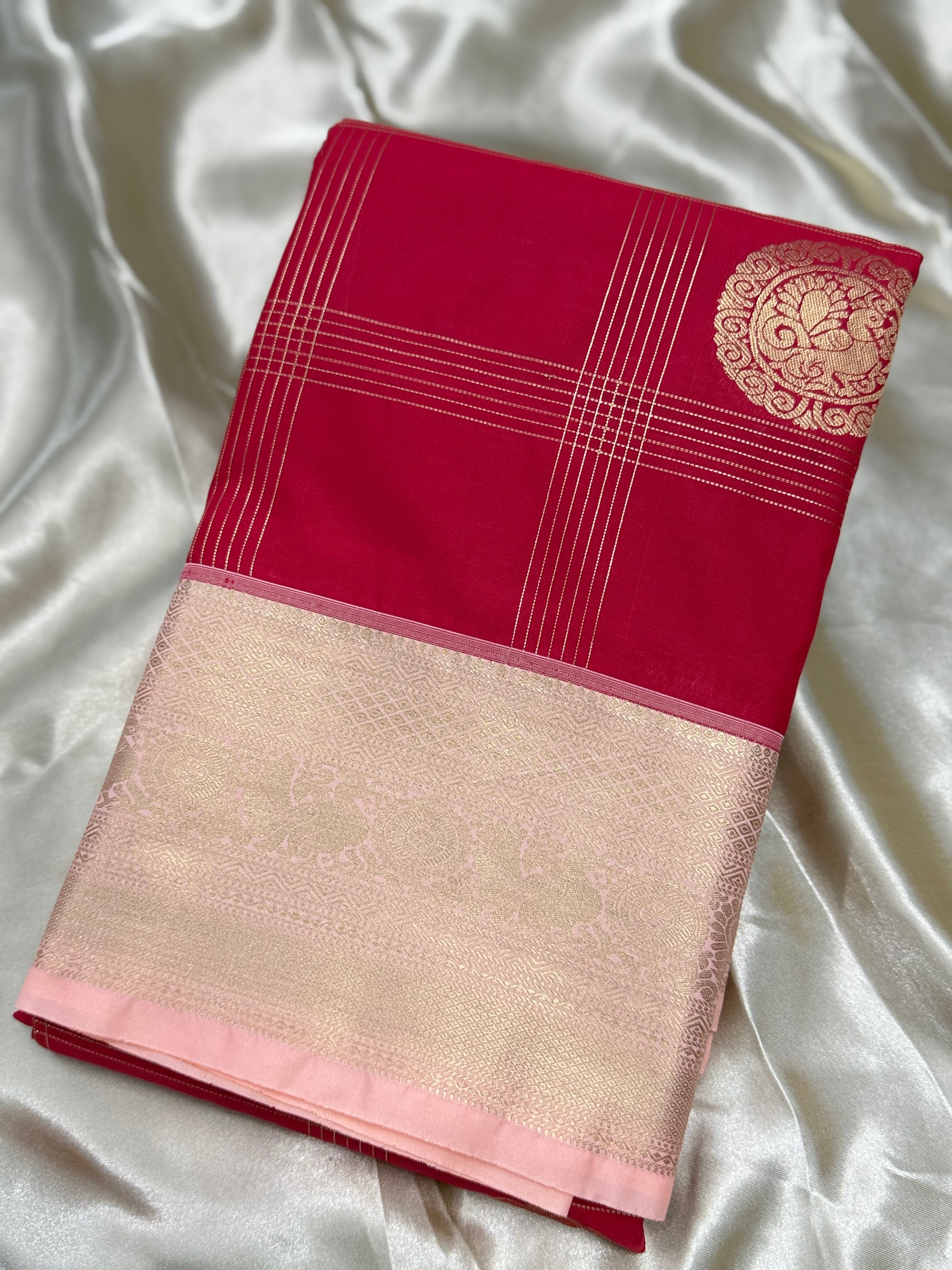 PREMIUM SEMI KANCHI SILK SAREE - RED