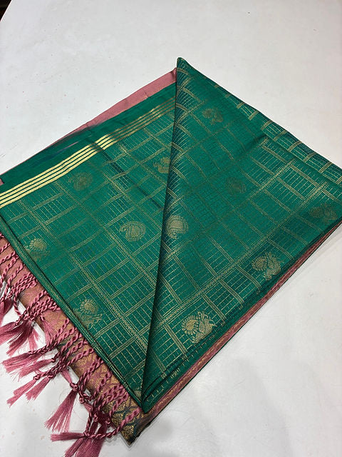 PREMIUM TEAL MAUVE PAALUM PAZHAMUM SAREE
