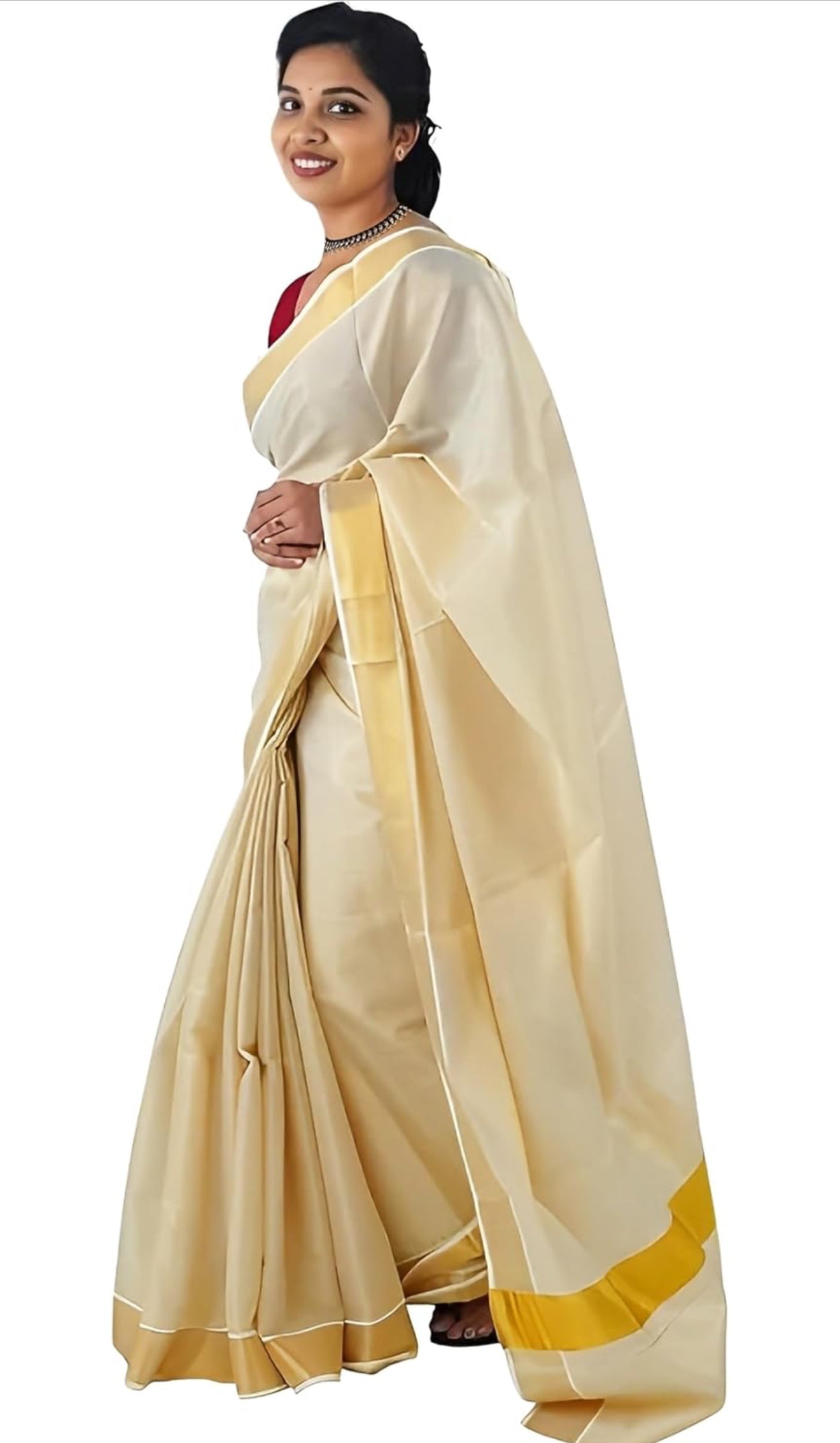 KASAVU PLAIN TISSUE SAREE - GOLD