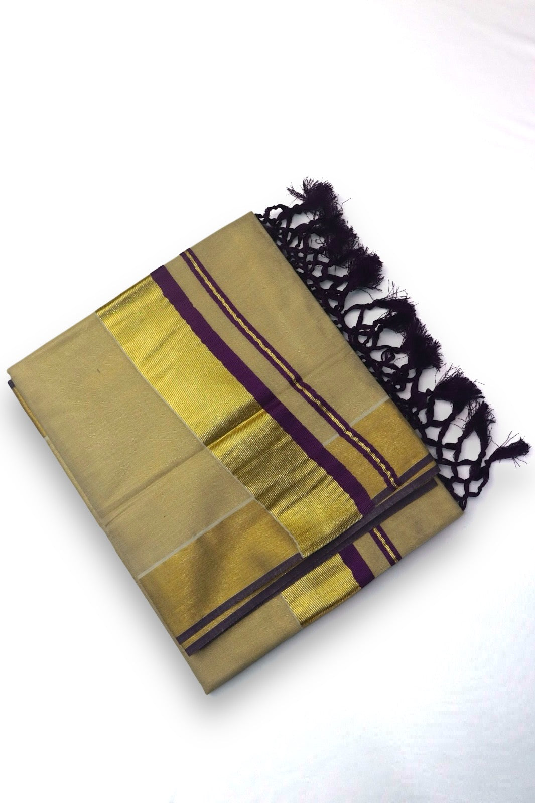 SOLID/PLAIN HANDLOOM TISSUE SAREE ( PURPLE,BEIGE,GOLD)