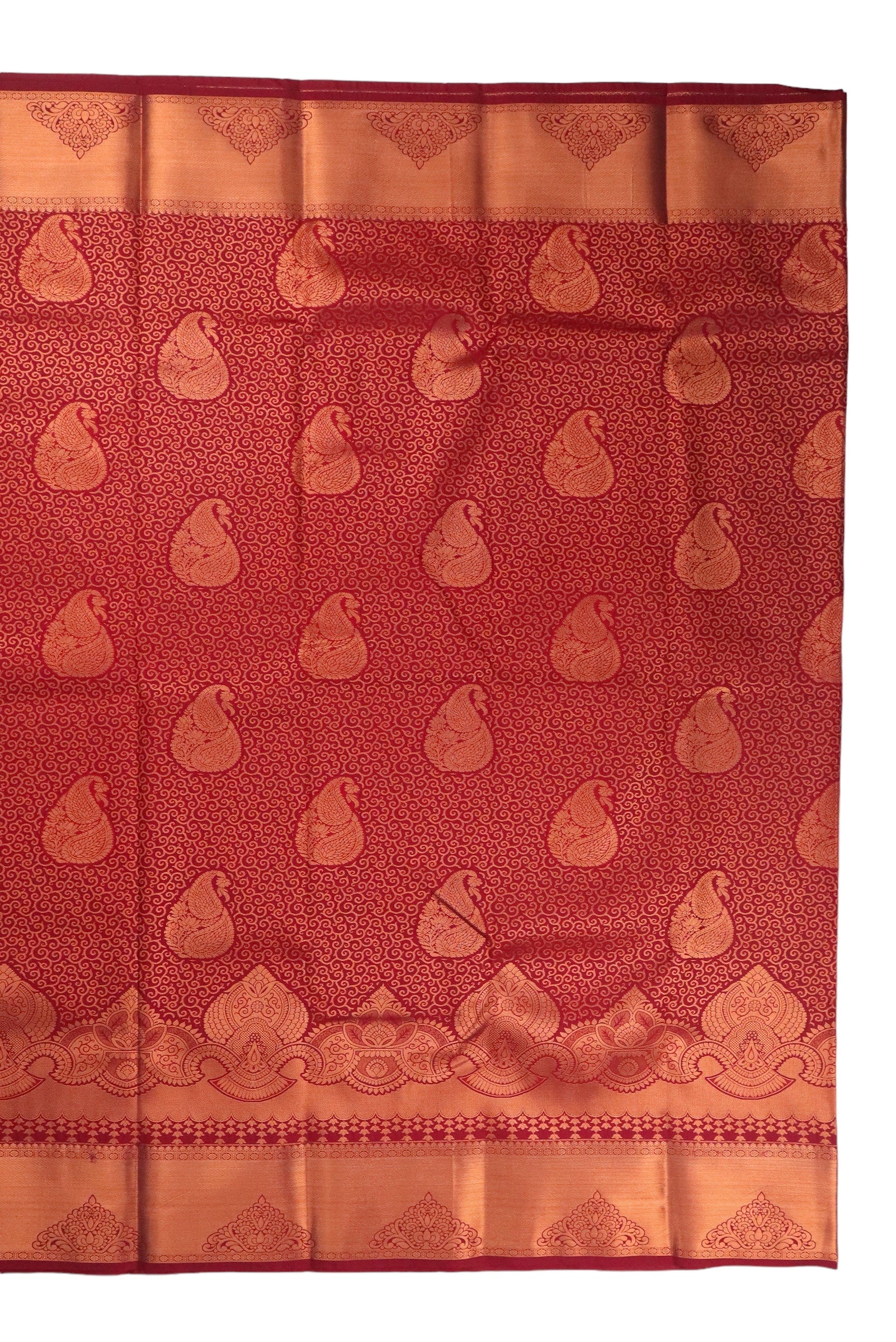 MAROON ART SILK SAREE WITH COPPER ZARI BORDER