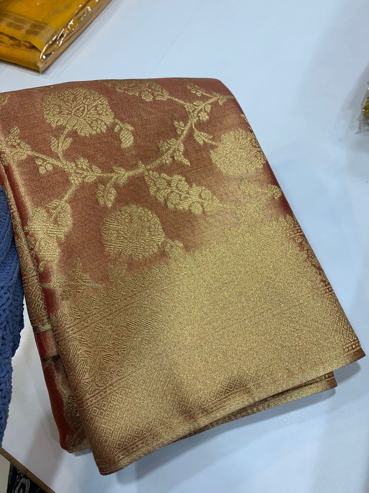 PREMIUM KANCHI TISUSE SILK SAREE - LIGHT PEACH