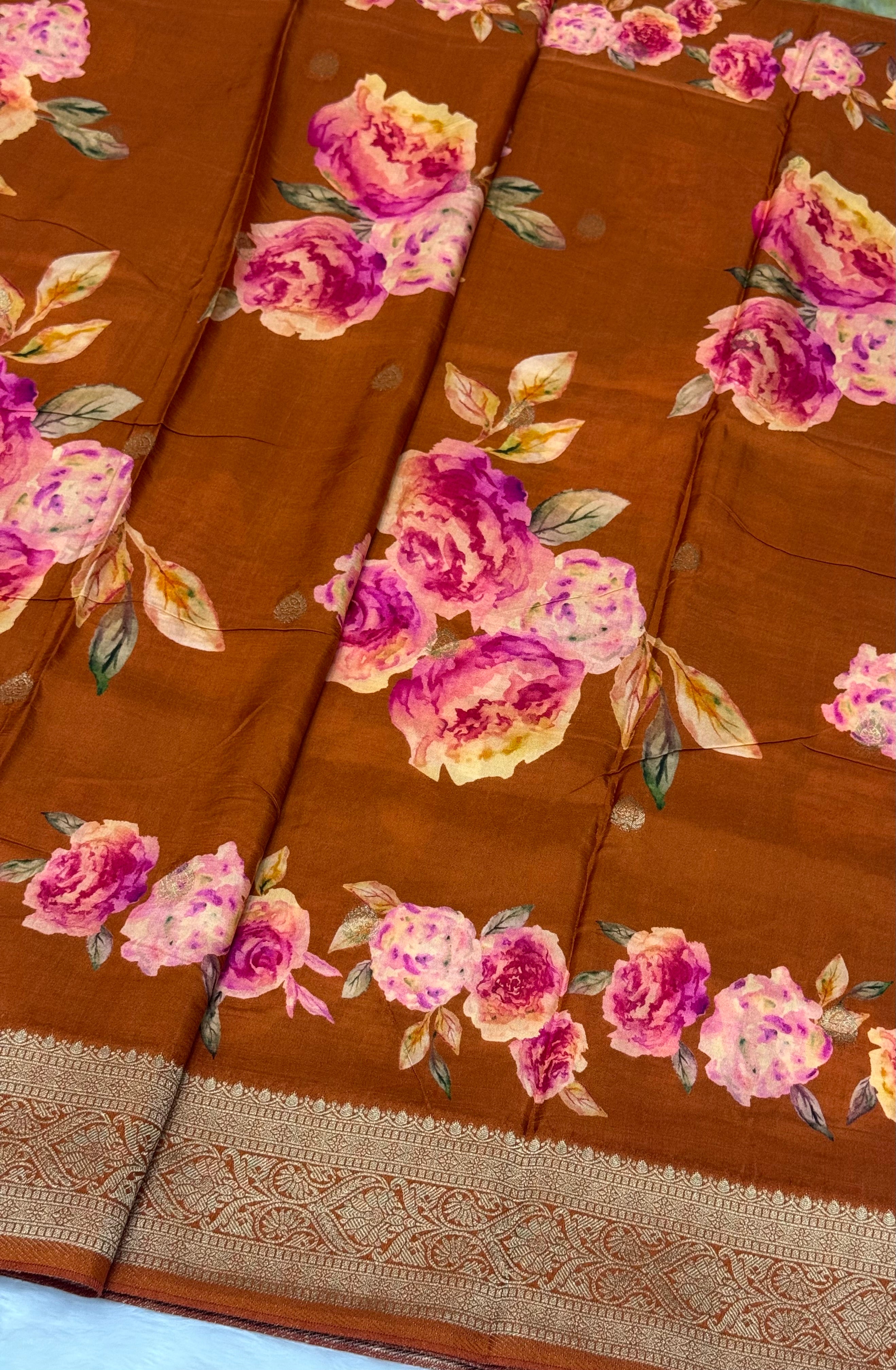PREMIUM FLORAL PRINTED MASAKALI SAREE - MULTICOLOUR