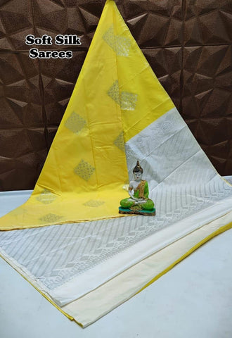 KANCHIPRAM SOFT SILK SAREES - BUMBLEBEE YELLOW